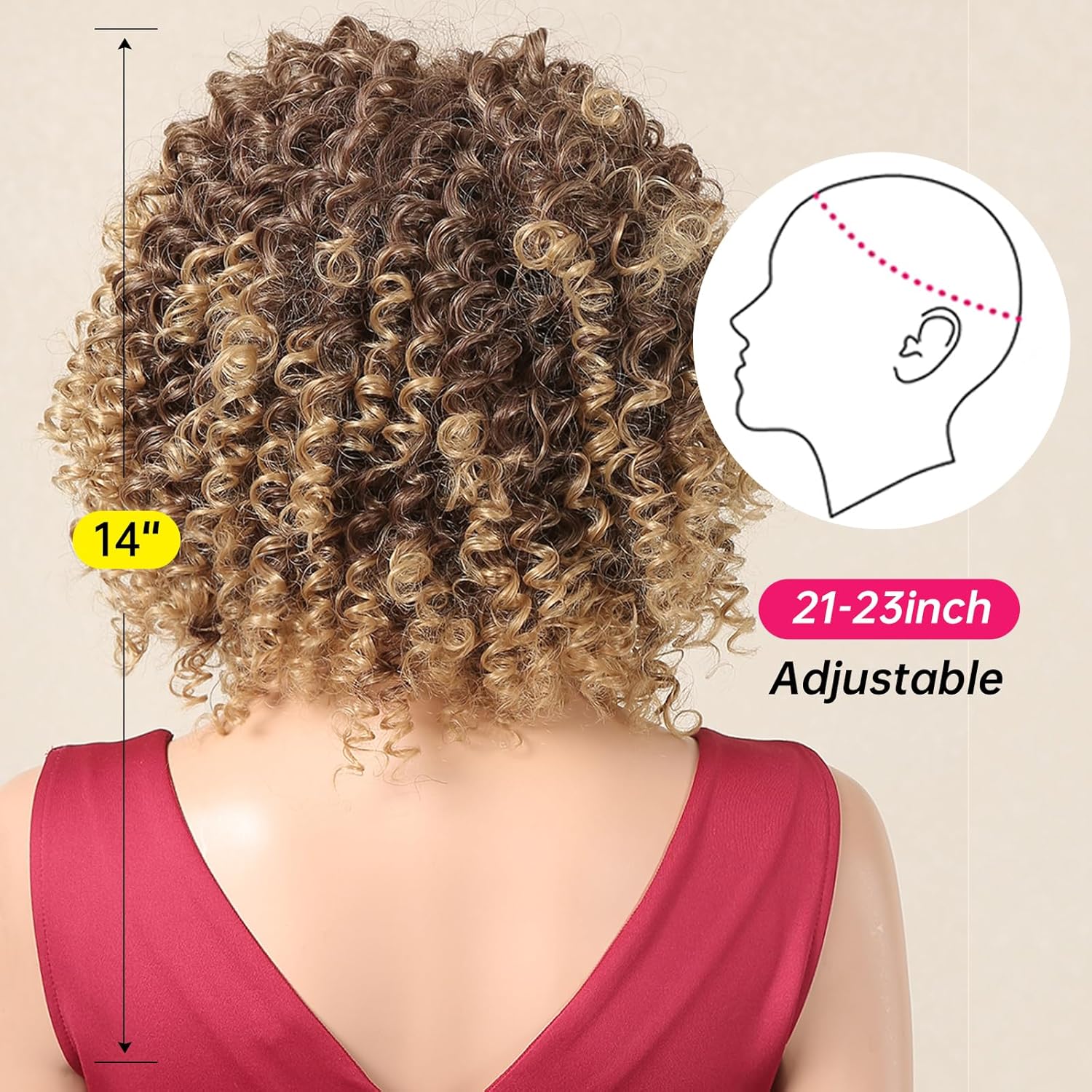 Allbell Pelucas cortas y rizadas para mujeres negras, peluca rubia suave y rizada con flequillo, rizos afro, resistente al calor, peluca sintética