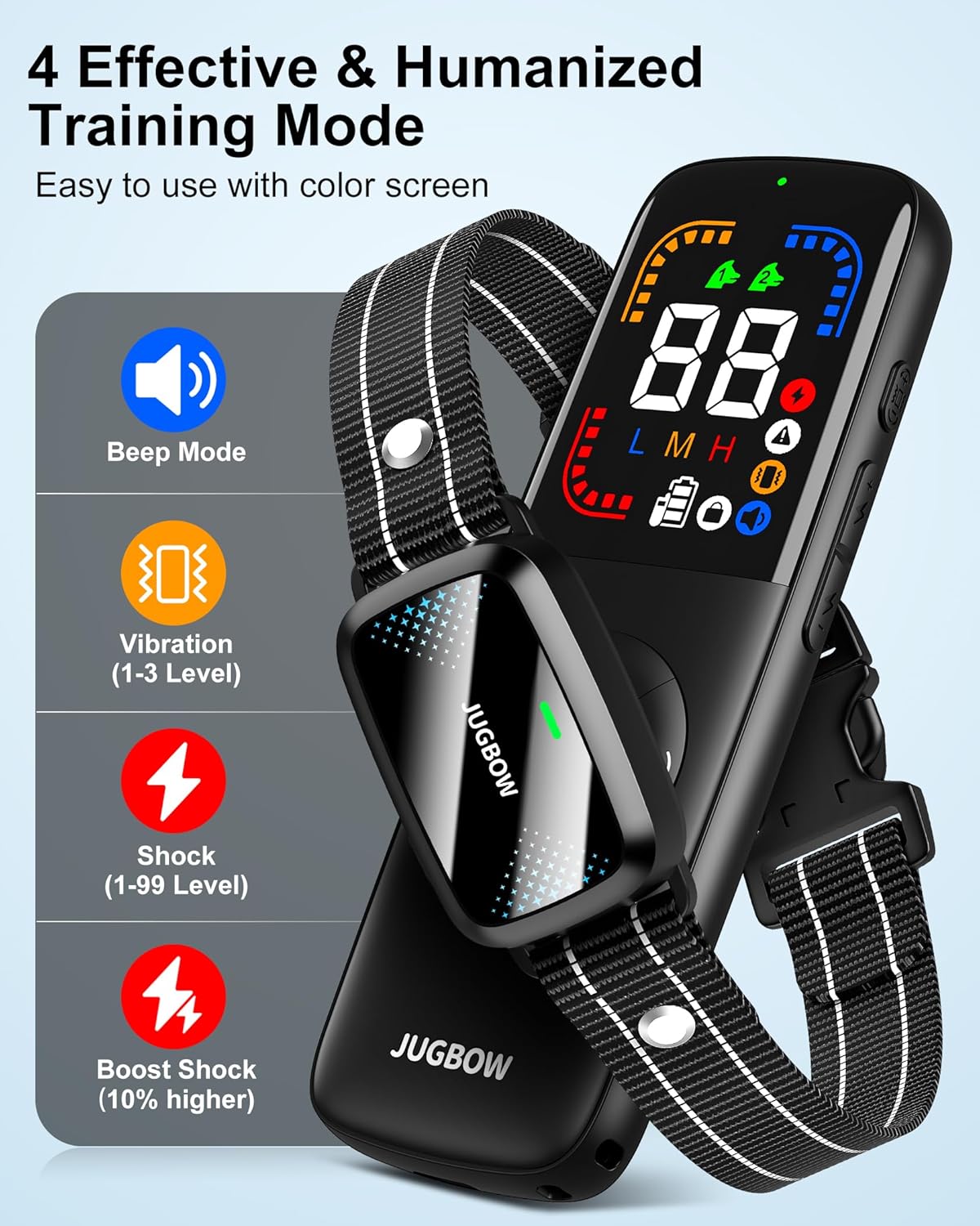 Collar de choque para perro, collar de entrenamiento para perros de 4000 pies con pantalla remota a color, collar eléctrico impermeable IPX7 con 4