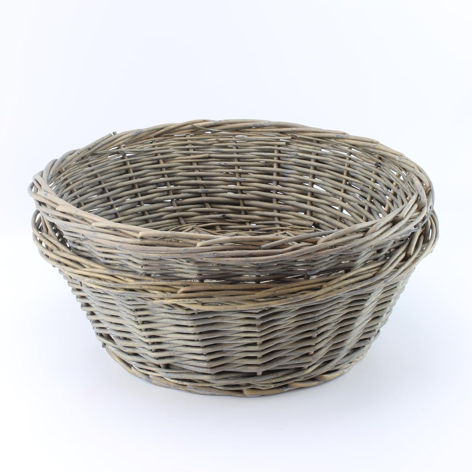 AuldHome – Canastas redondas para pan (lavado gris, paquete de 2), cesta redonda de mimbre tejida rústica para cocina, hogar y almacenamiento