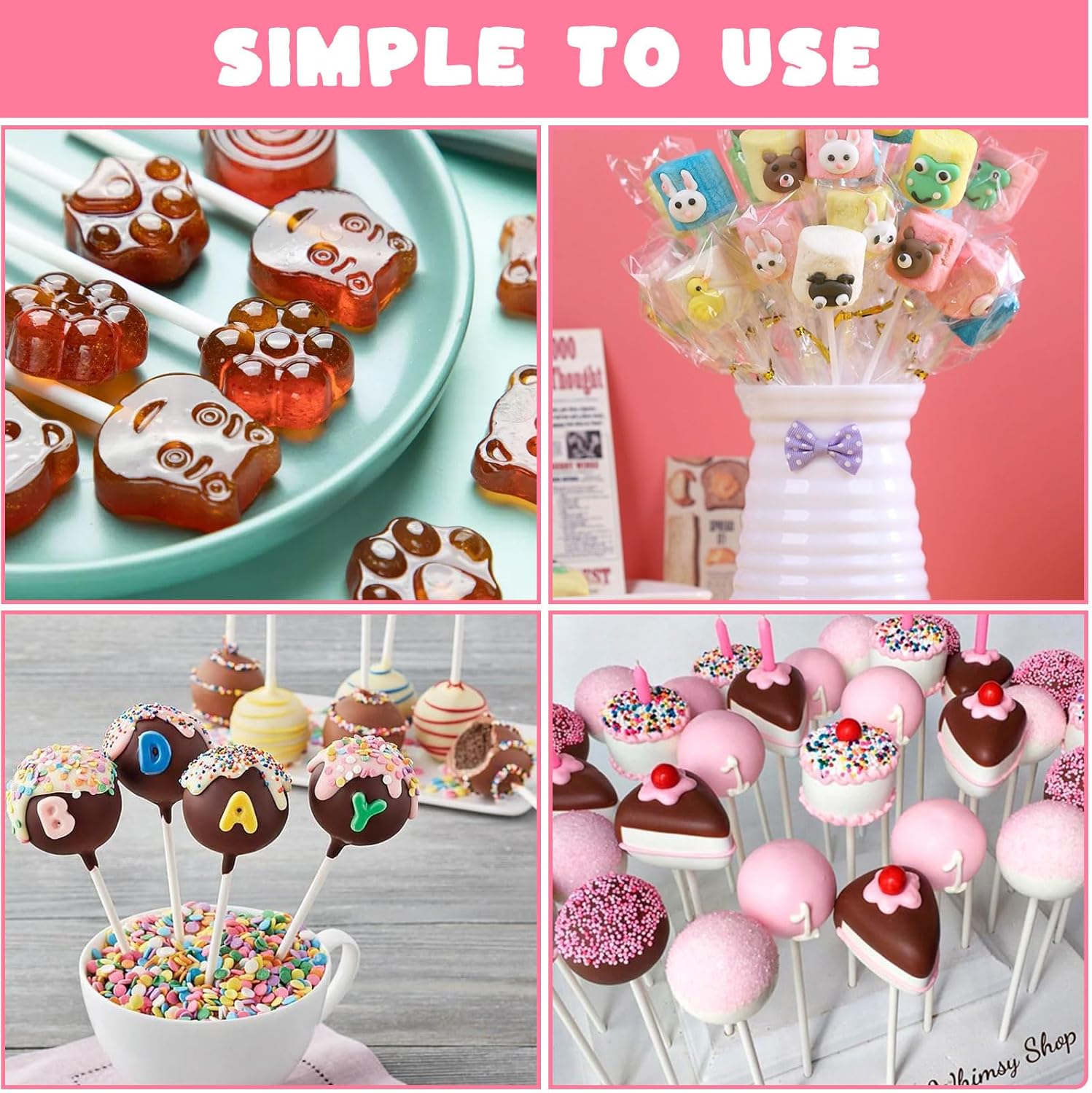 1000 palitos para tartas, palitos de papel blanco de 4 pulgadas, palitos de caramelo para derretir caramelos, chocolate, postres, paletas de pastel,