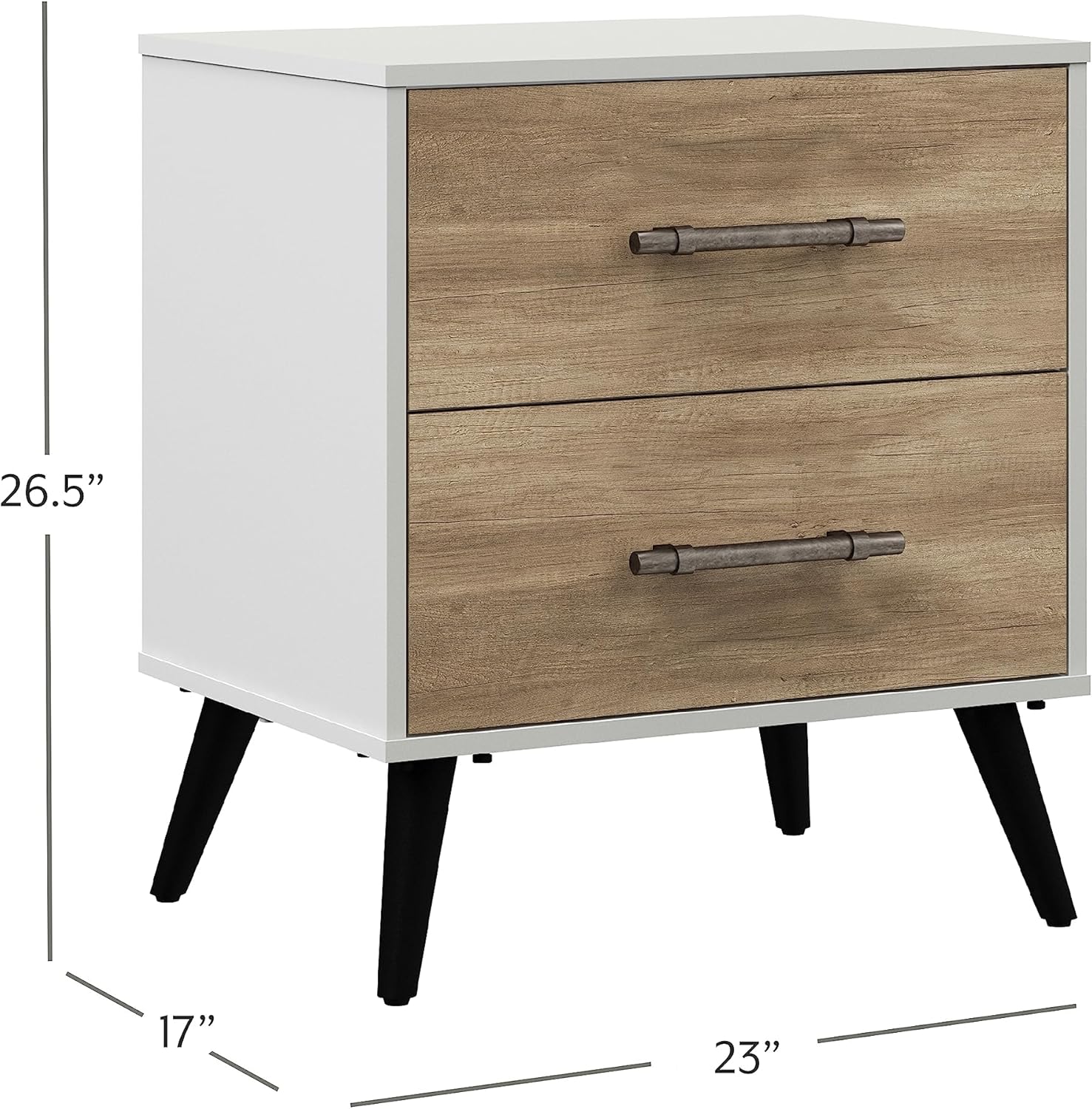 Hillsdale Fargo Modern Mesita de noche de madera, color blancomarrón madera flotante