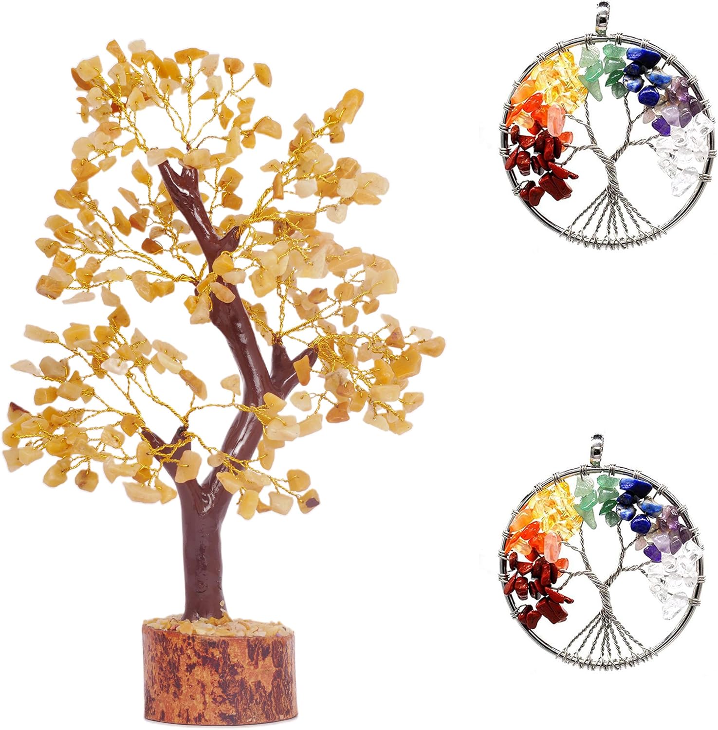 YUVDIPR Árbol de dinero de aventurina amarilla, limpieza de aura, chakras, decoración de habitación, buena suerte, cocina, reiki, decoración del