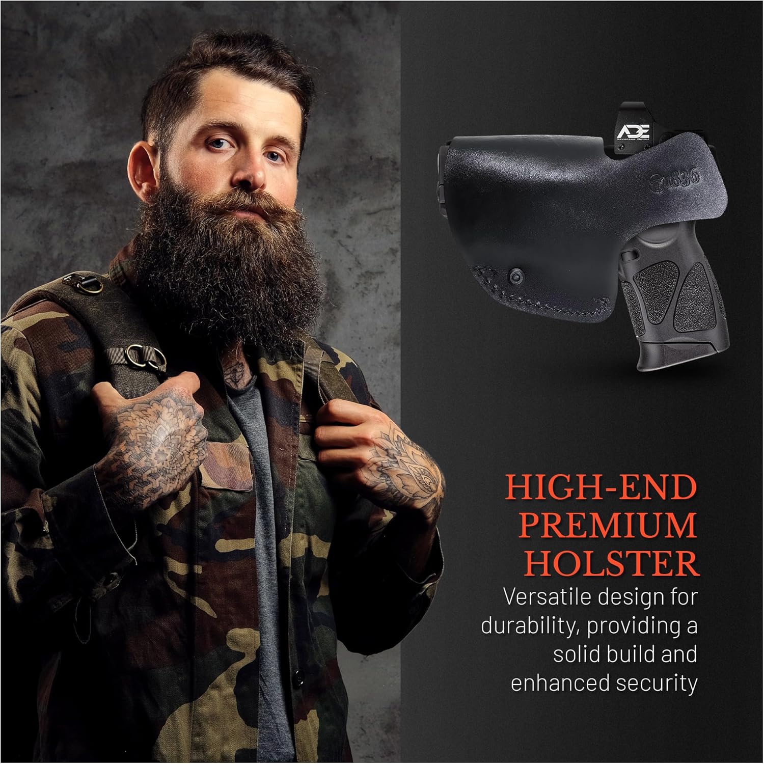 IWB – Fundas de cuero de gamuza para pistolas ópticas listas para mano derecha. Se adapta a la mayoría de pistolas subcompactas de doble pila, funda
