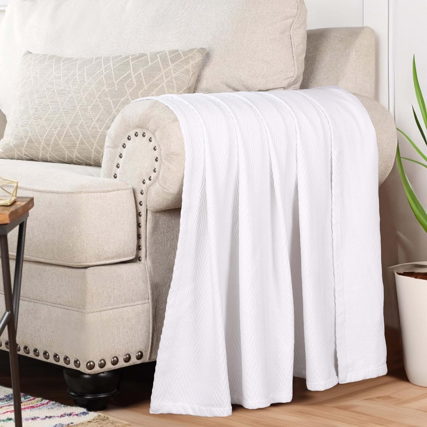 Superior Manta 100% algodón de gran tamaño, manta tejida para sofá, cama, ropa de cama, casa de campo, artículos esenciales para el hogar, mantas