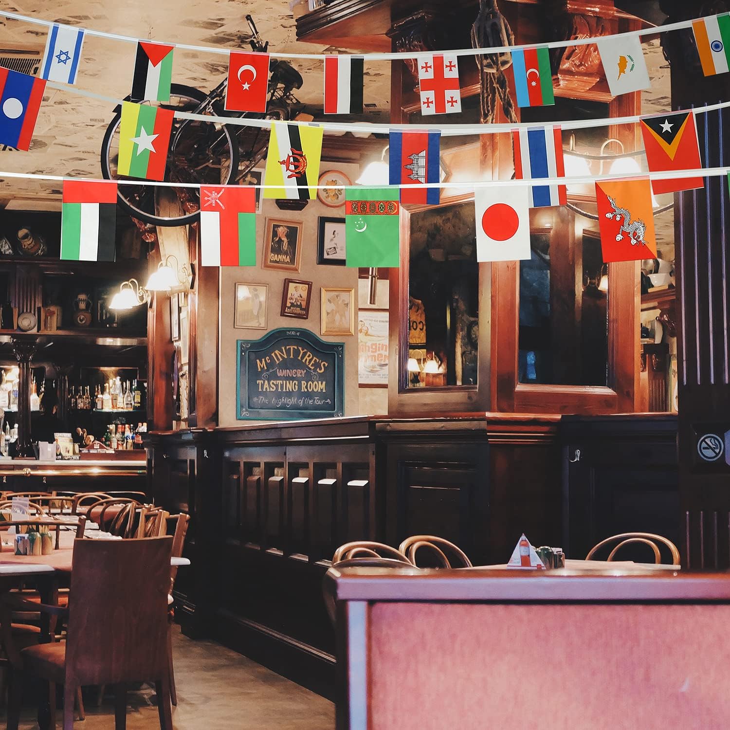 Juego de 2 banderas asiáticas de 48 países, bandera nacional de cuerda internacional, eventos deportivos de la Copa del Mundo, festival