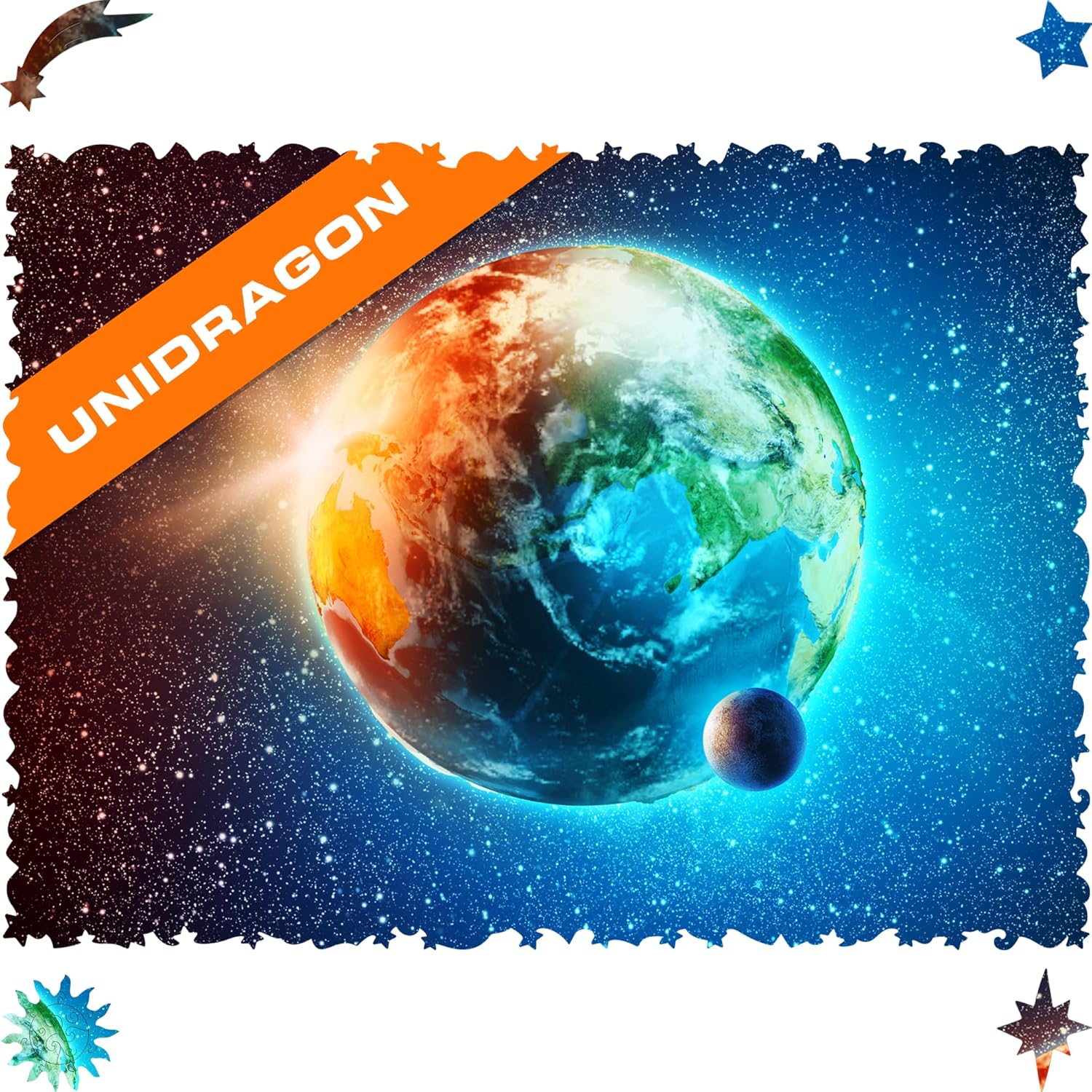 UNIDRAGON Rompecabezas de madera  Space Planet Earth, 125 piezas, pequeño 9 x 6.2 pulgadas, hermoso paquete de regalo, forma única, el mejor regalo