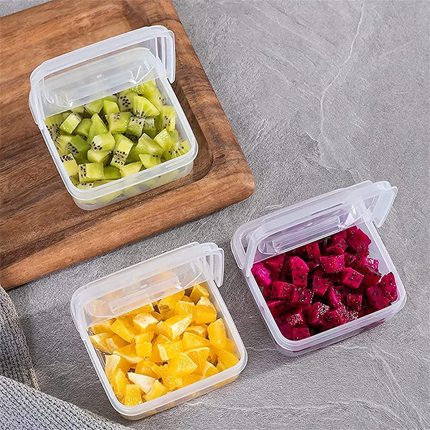 Recipiente de queso en rodajas de 2 piezas para refrigerador con tapa abatible, caja de almacenamiento de rebanadas de queso con bloque de