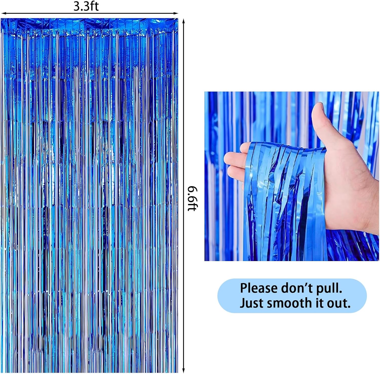 AIBIIN 2 cortinas de papel de aluminio de 3.3 x 6.6 pies, cortinas de flecos metálicos azules de oropel de papel de aluminio de pequeño príncipe,