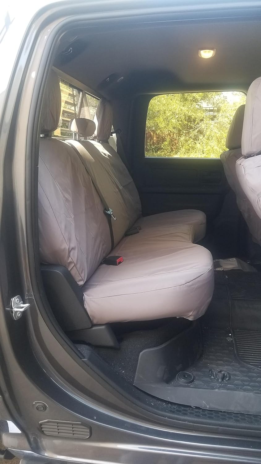 Durafit Seat Covers, D1333-C8 Fundas de asiento fabricadas en gris Endura para 2012-2019 y 2020-2021 Classic Dodge Ram 1500-3500 asiento trasero