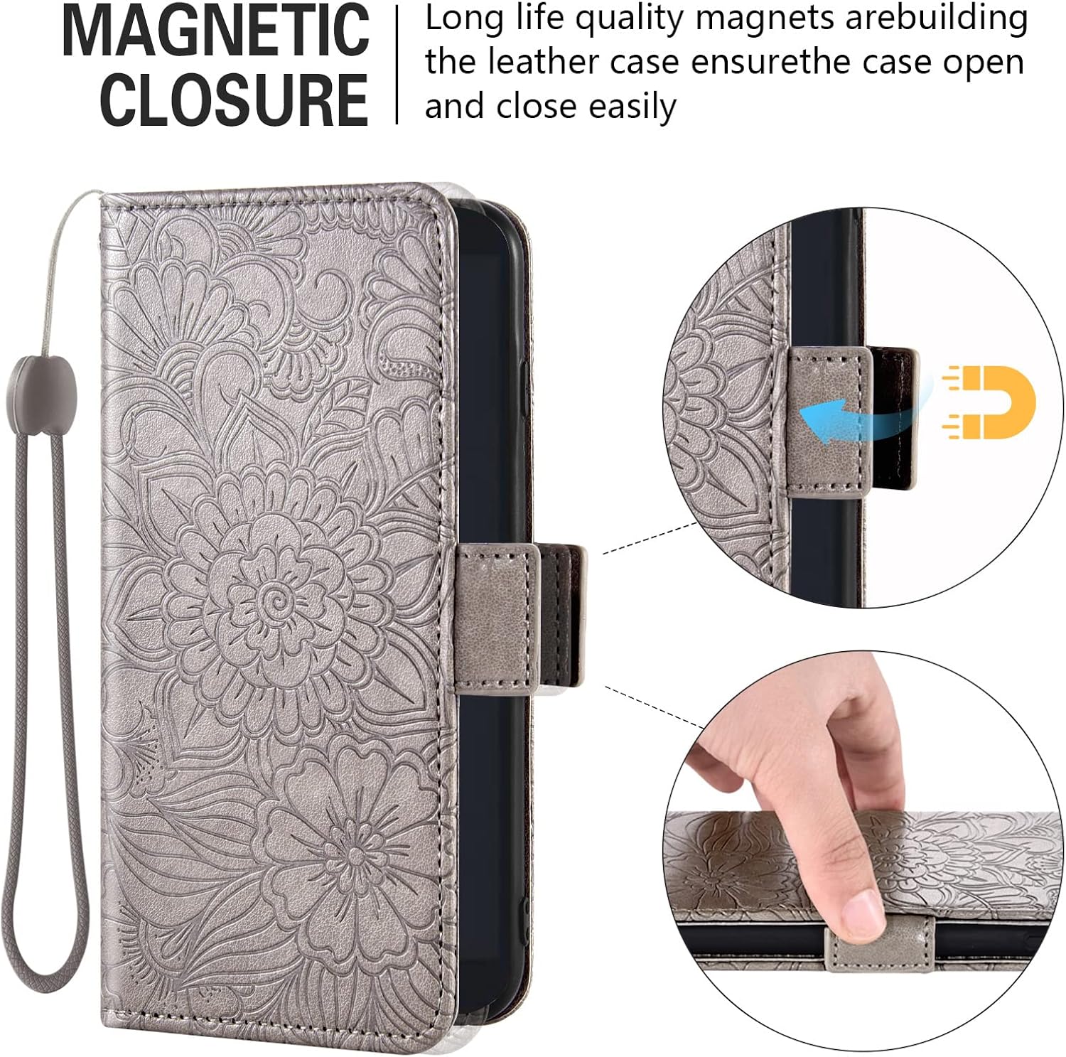 Asuwish Compatible con ZTE Blade A5 2019 – Funda tipo cartera y protector de pantalla de vidrio templado, soporte magnético de cuero con tapa para