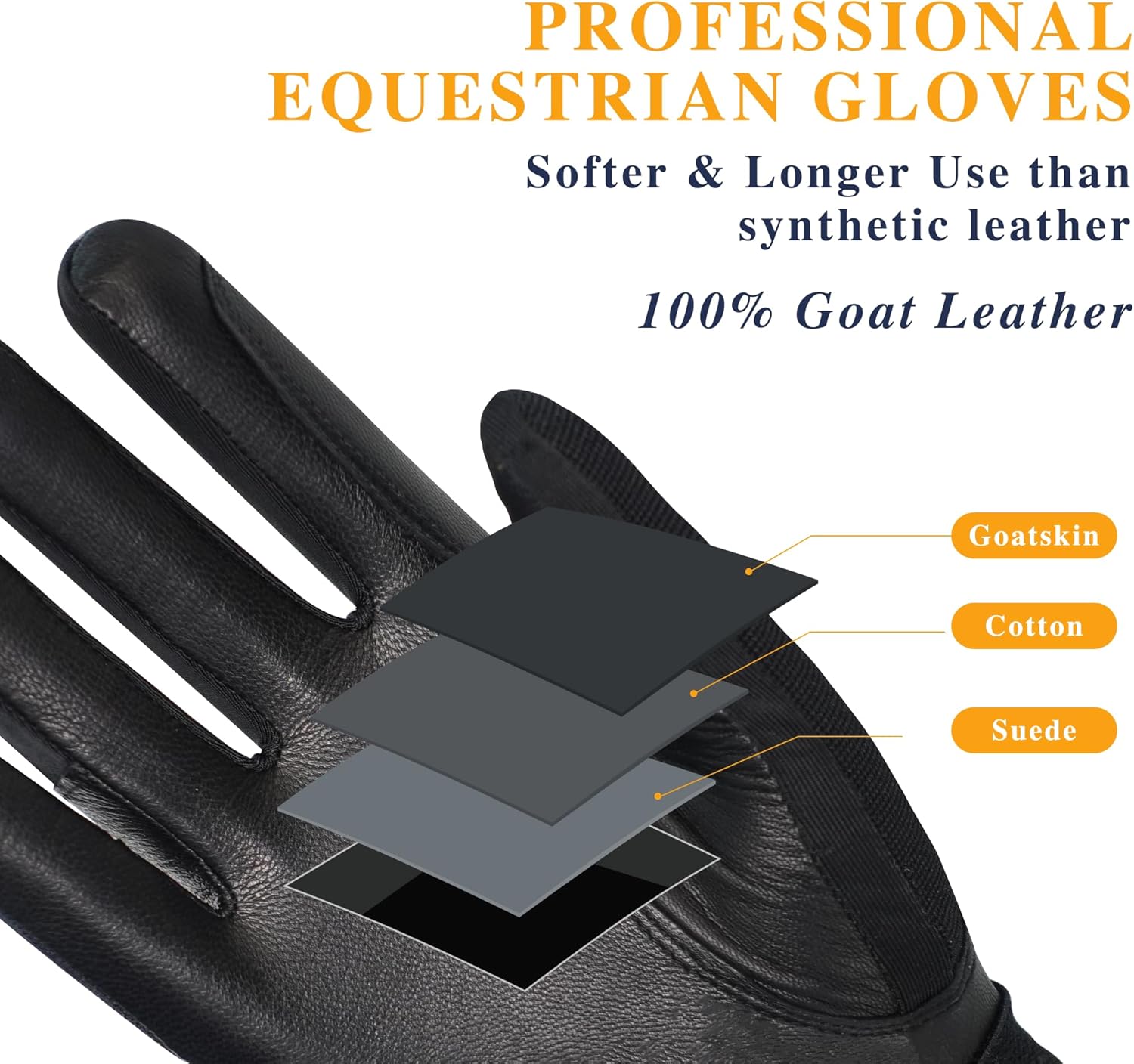 ONNAS Premium Goat Leather Equestrian Horse Riding Gloves Women for Outdoor, Touchscreen Professional GripPro Breathable Windproof for Girls Ladies
