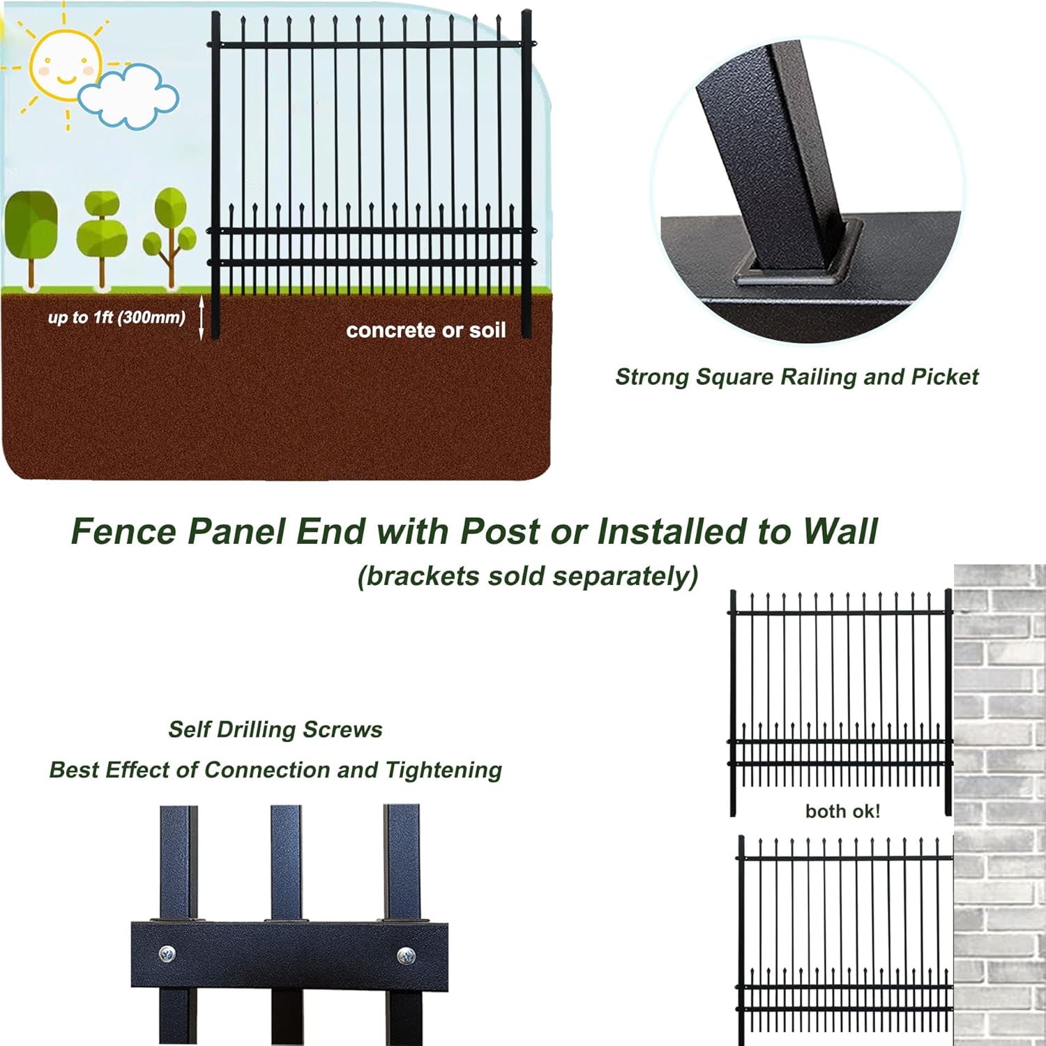 Nuwovwo Paneles de valla de metal con combo de piquetes para perros, 6 pies de alto x 6.5 pies de ancho, valla de acero galvanizado para instalación