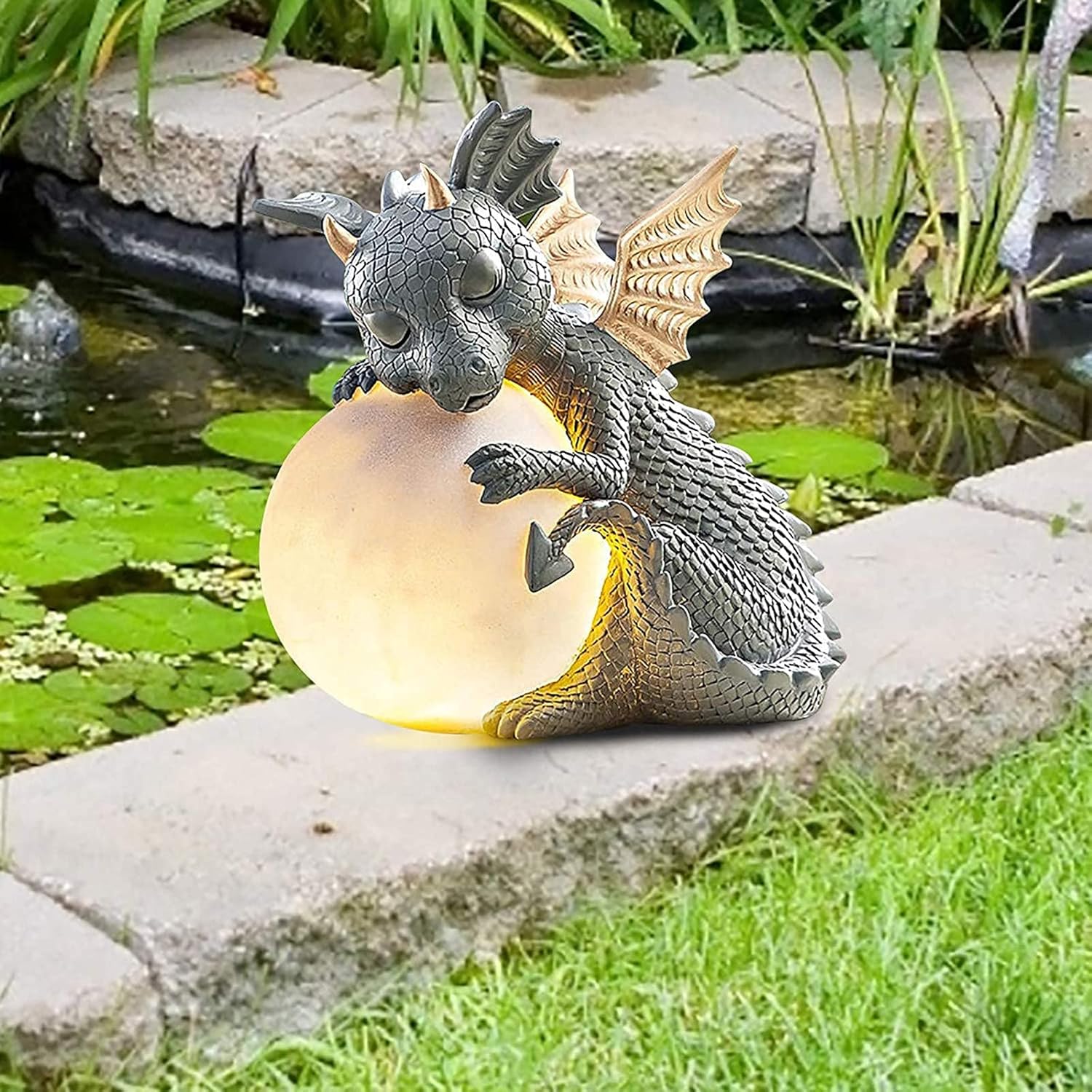 Estatua al aire libre del dragón de la meditación del dinosaurio, esculturas del jardín del dinosaurio de la resina estatuas del jardín de la luz
