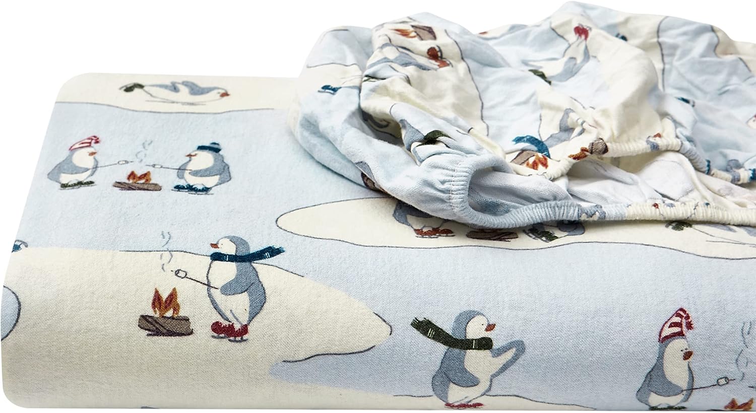 Eddie Bauer – Juego de sábanas de tamaño Queen, de franela de algodón, cepillado para mayor suavidad, acogedora decoración para el hogar (Skating