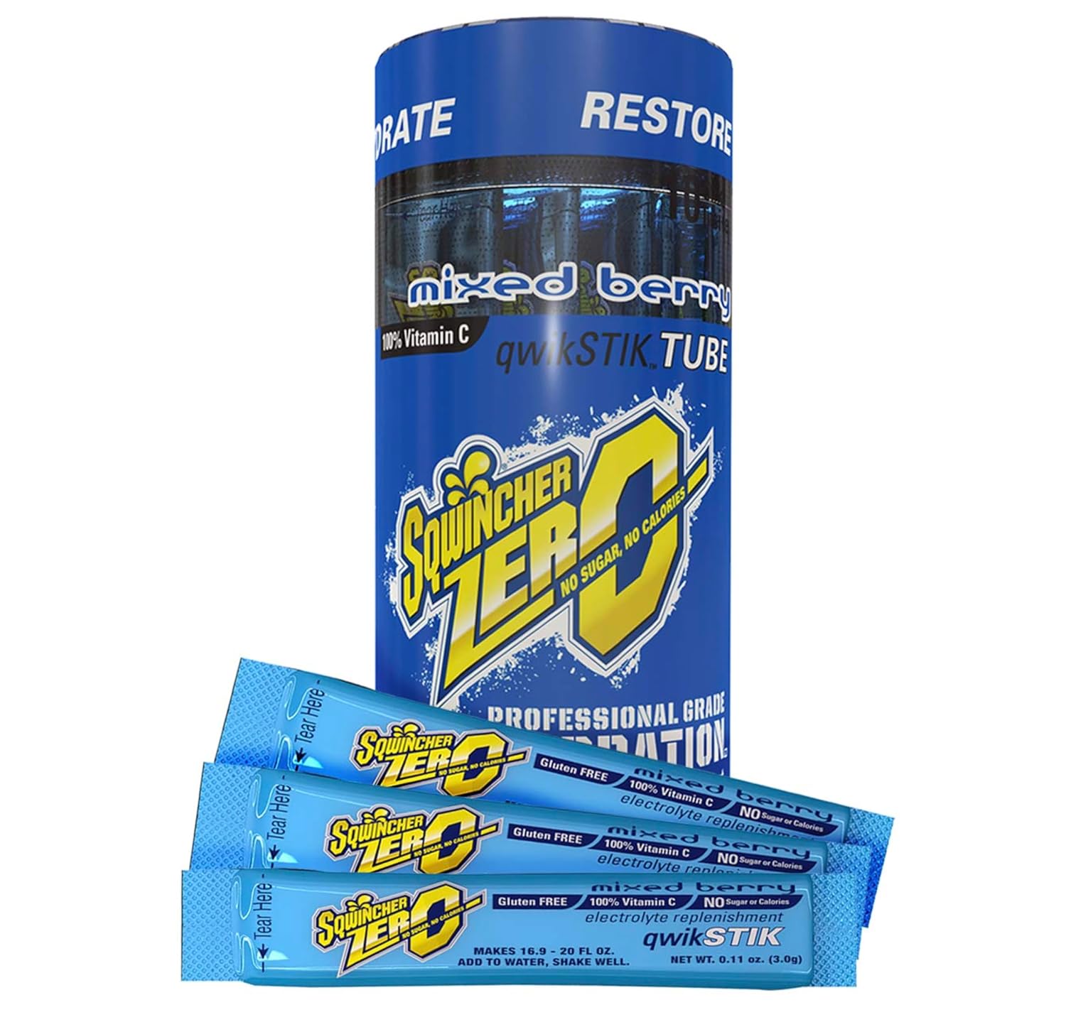 Sqwincher Zero Qwik Stik Sin azúcar, variedad de 4 sabores  Paquete de 400