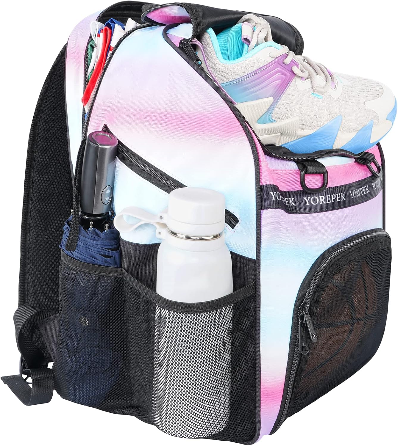 YOREPEK Bolsa de baloncesto, mochila de baloncesto grande con compartimento para zapatos y soporte para pelotas para hija e hijo, bolsa de fútbol