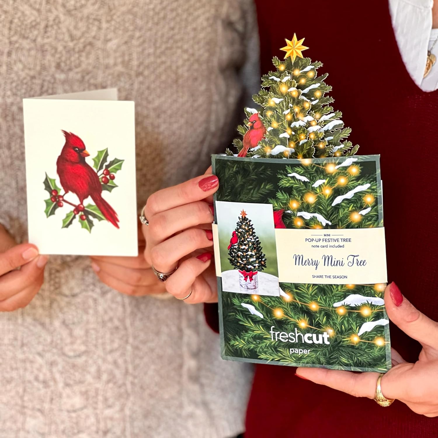Freshcut Paper Tarjetas desplegables, mini árbol de Navidad de 7 pulgadas, tarjetas de felicitación emergentes 3D, tarjetas de Navidad, tarjetas de