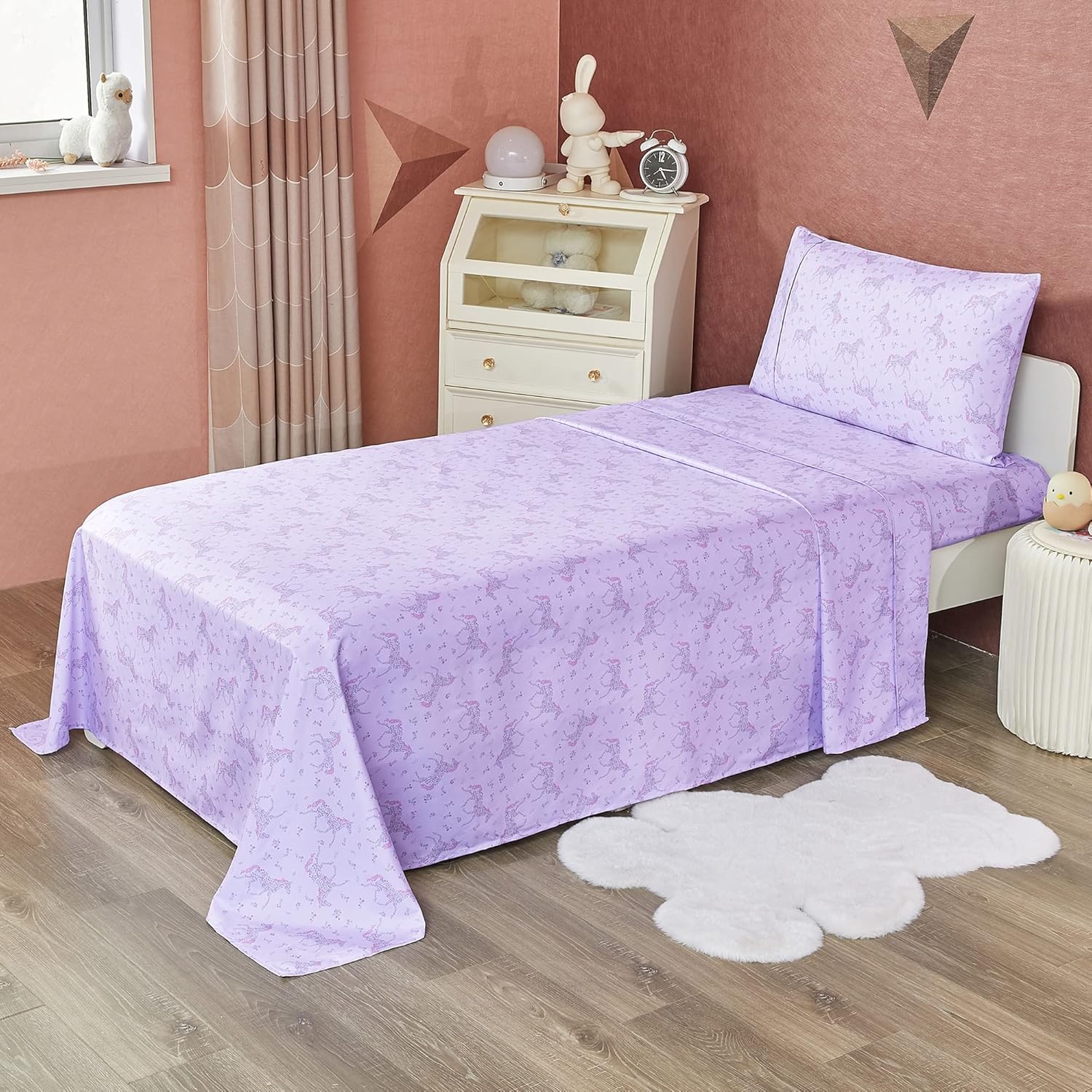 Softan Juego de sábanas para niños y niñas, tamaño matrimonial, sábana bajera ajustable para niños, transpirable y sedosa, sensación suave, juego de