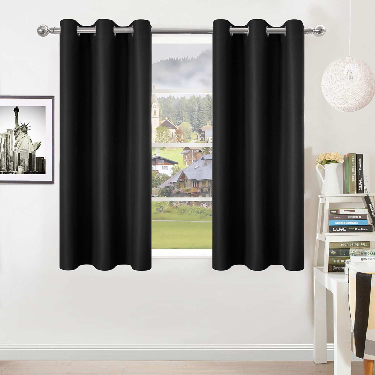 DWCN Cortinas opacas para dormitorio, oscurecimiento, aislamiento térmico, cortinas gruesas que bloquean la luz, juego de 2
