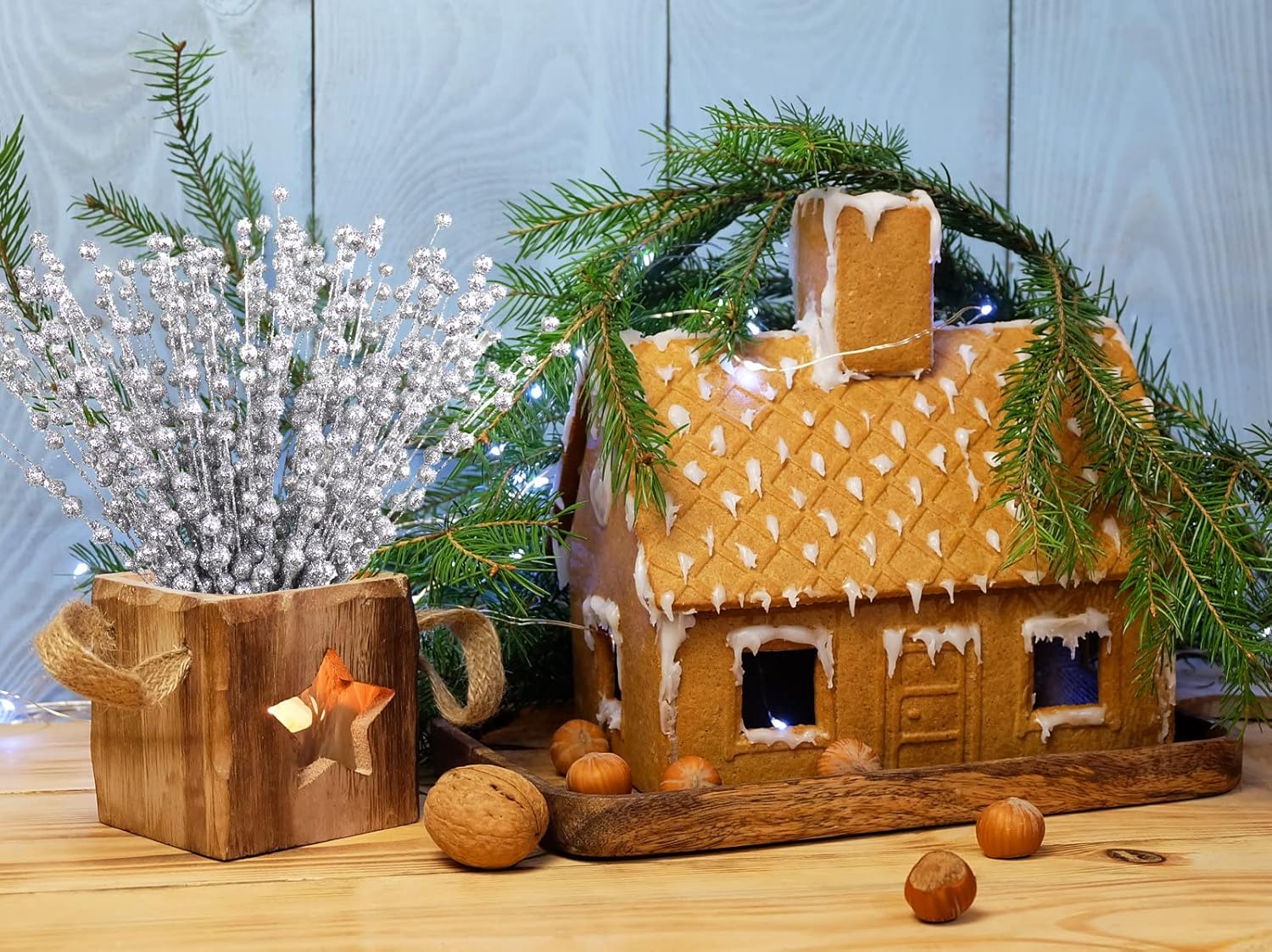 Nevperish 100 adornos artificiales de tallo de bayas con purpurina de 13.8 pulgadas, púas decorativas de Navidad, ramas para decoración de árbol de