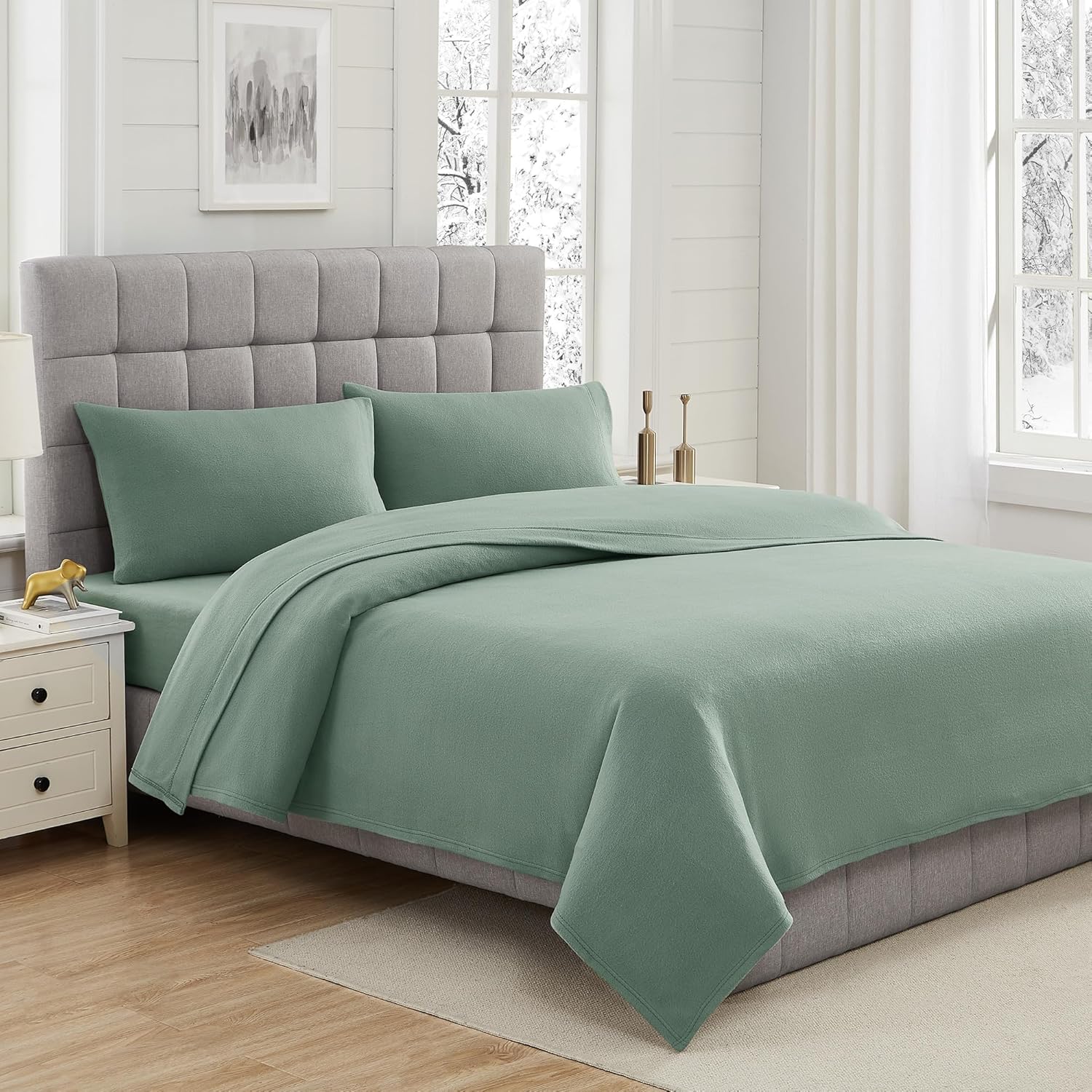 Viviland Juego de sábanas de felpa de microforro polar tamaño Queen, sábanas de terciopelo de forro polar suave y mullido, sábanas de forro polar