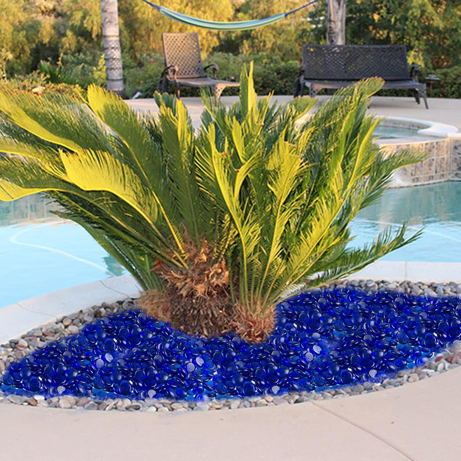 5 LB Dark Blue Glass Gems Flat Glass Marbles with One Piece Inspirational Gemstones for Vase Fillers,Floral Aquarium Pebbles Rocks,Garden,Mosaics