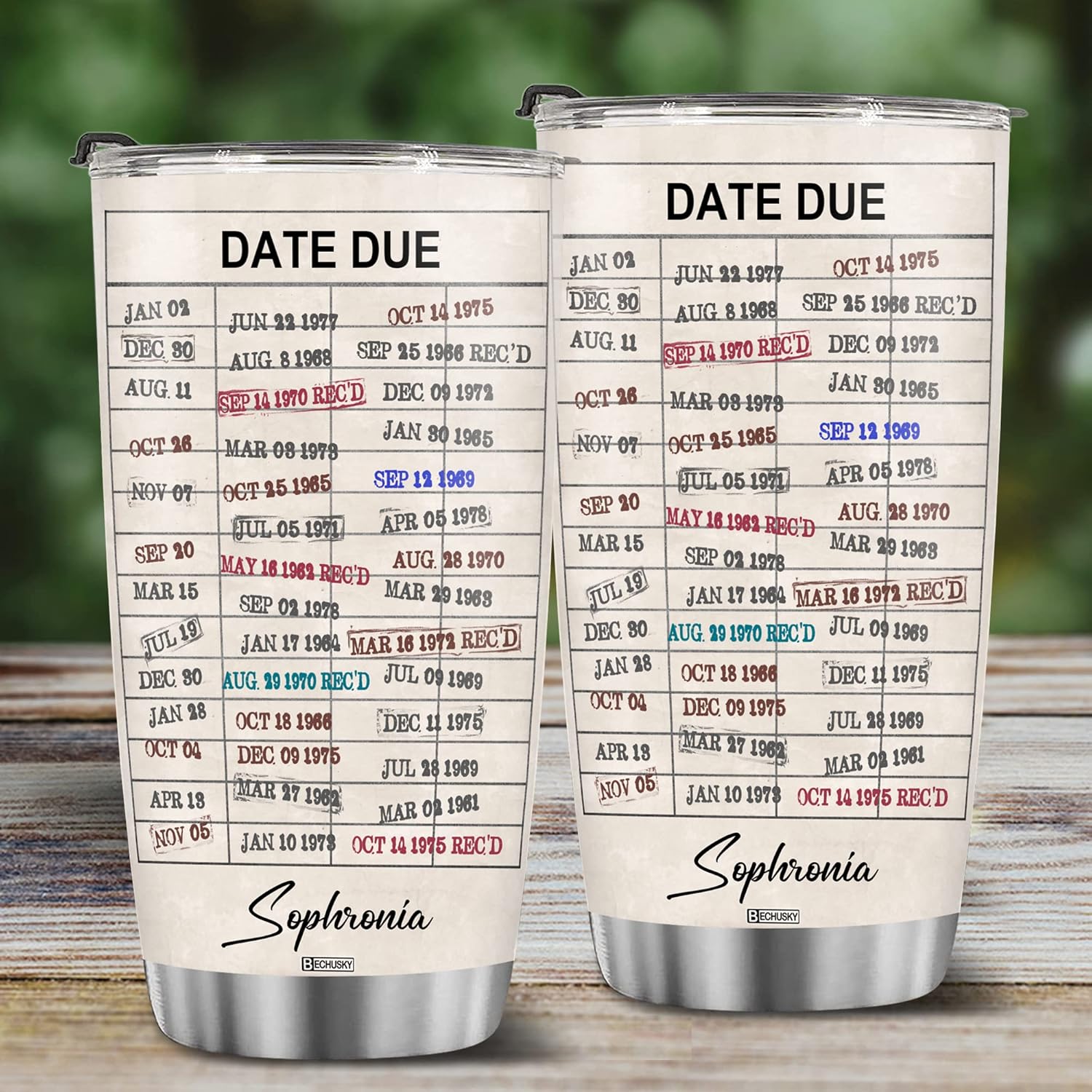 Tarjeta de fecha de vencimiento de biblioteca personalizada para biblioteca, tarjeta de fecha de vencimiento, vaso de viaje, regalo para lectores,