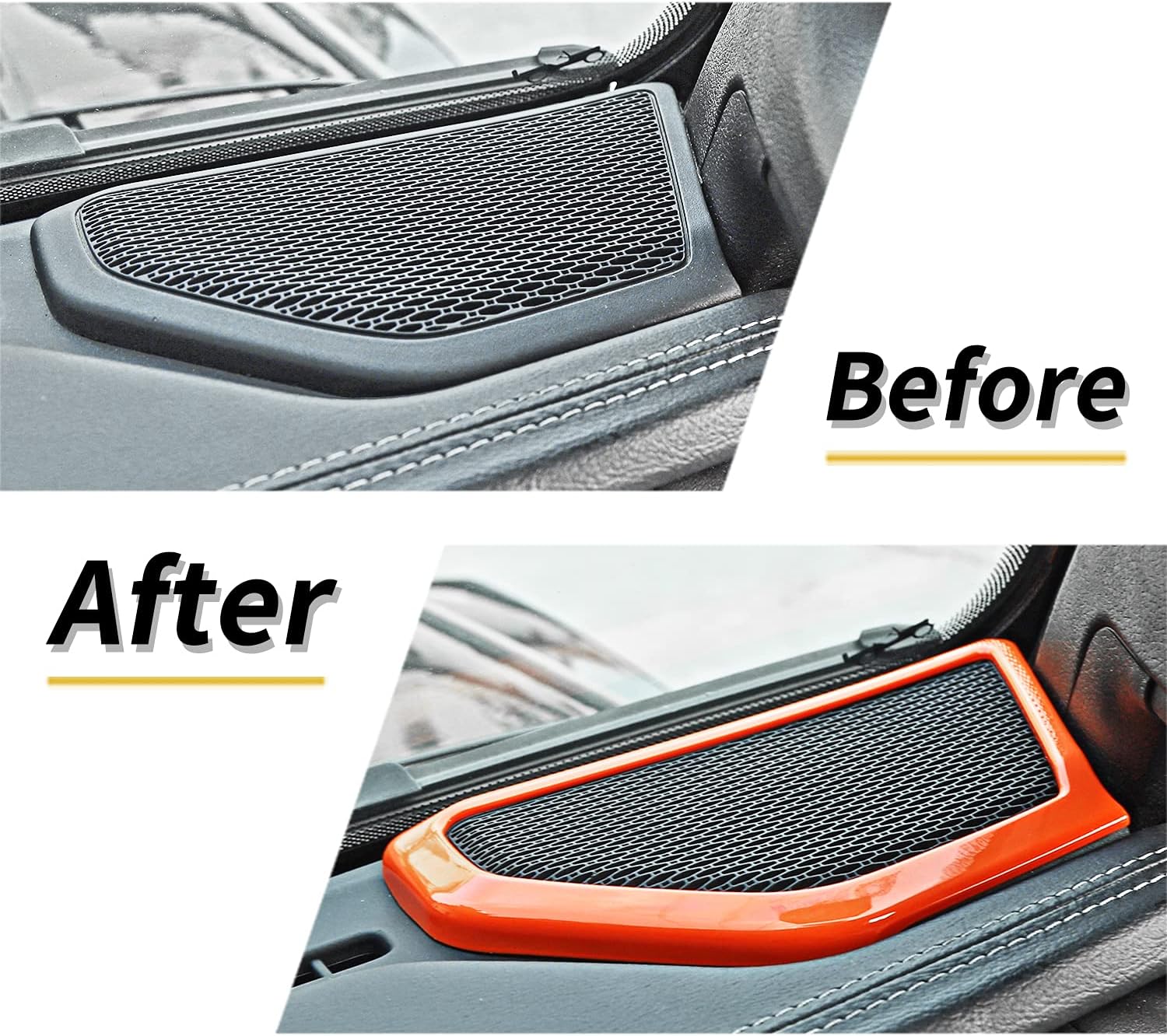 Cubierta decorativa para altavoz A Pilar, accesorios interiores para Jeep Wrangler JL JLU Gladiator JT 2018 2019 2020 2021 2022 2023 (naranja)