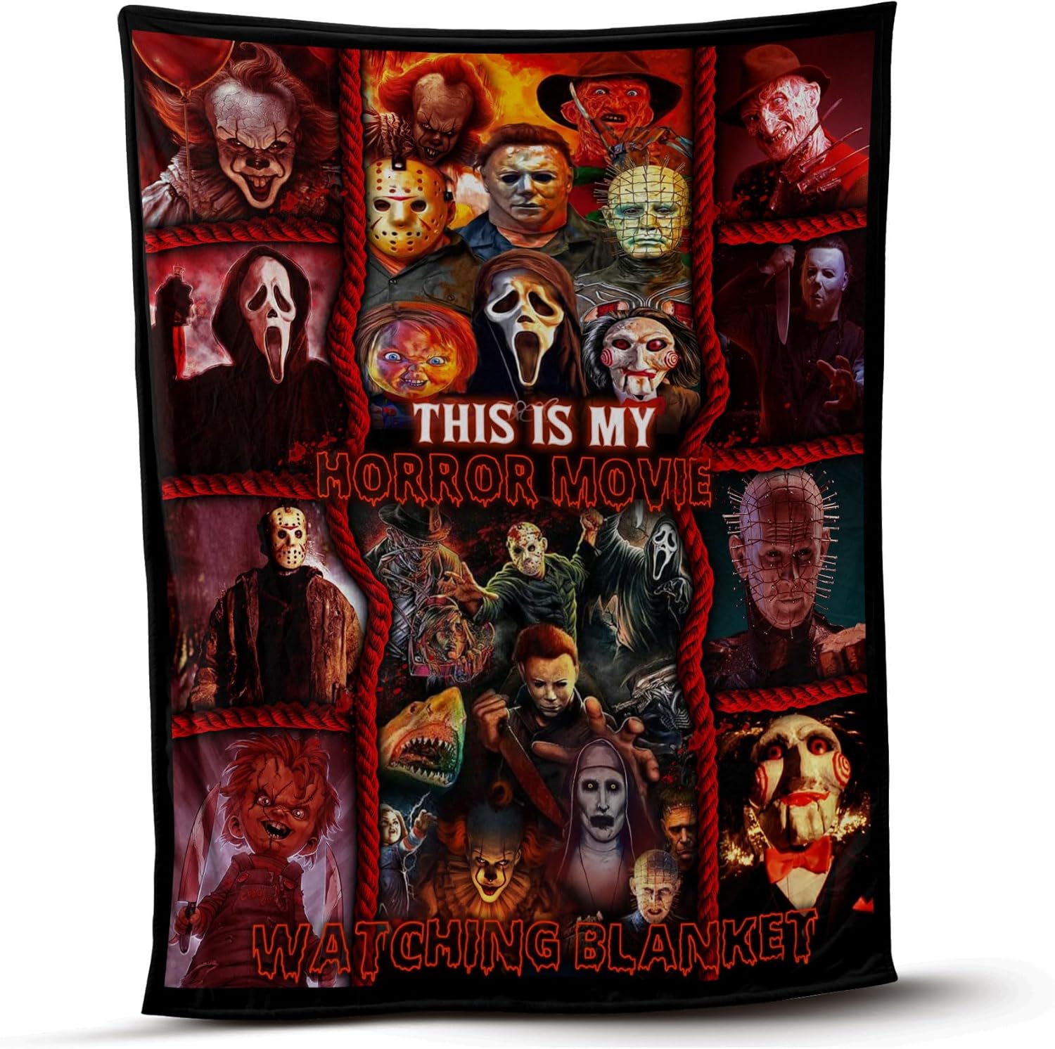 My Horror Movie Watching Blanket – Manta de Halloween y película de miedo, manta de forro polar de 50 x 60 pulgadas
