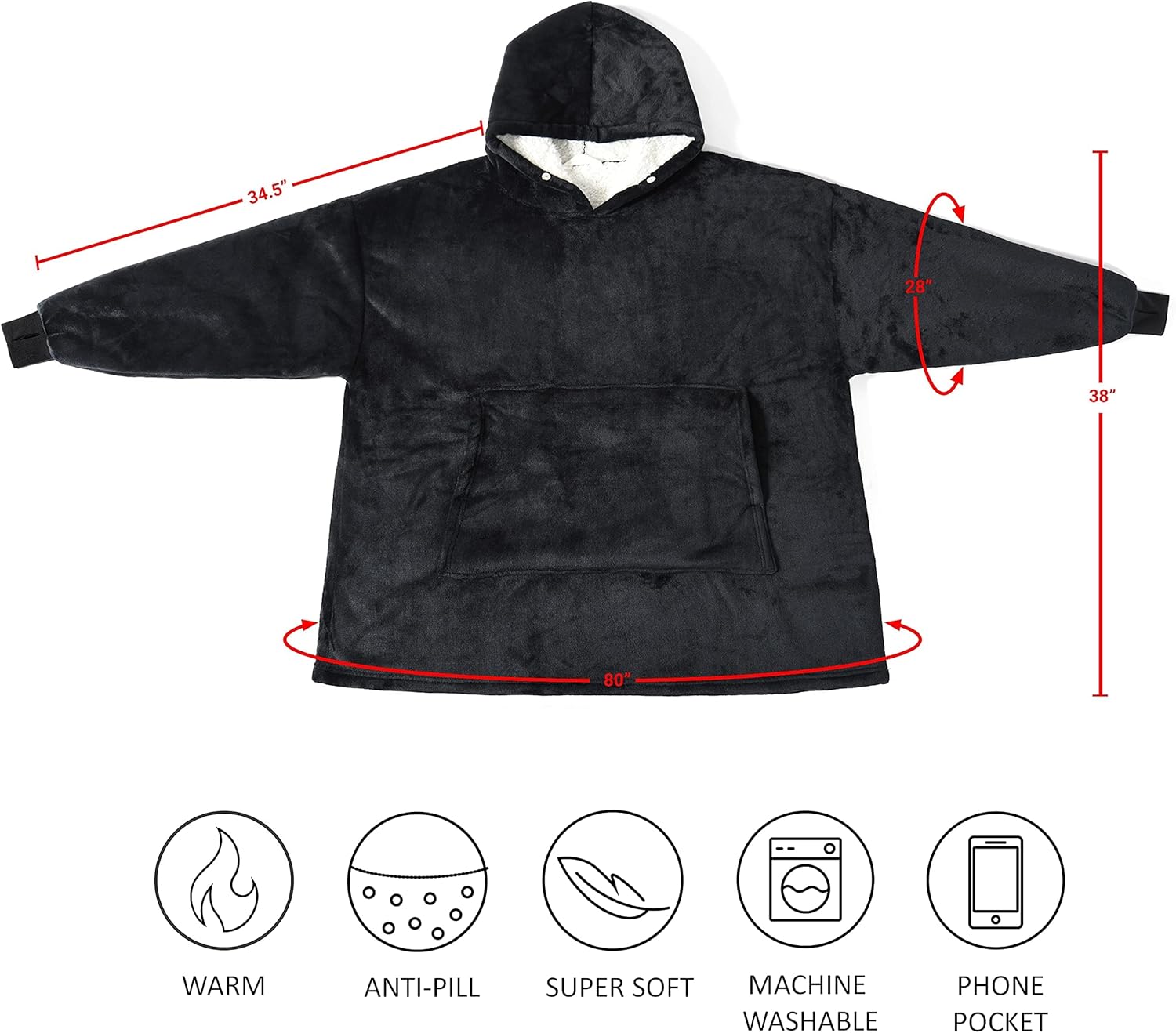 Simlu Sudadera con capucha para mujeres y hombres, sudadera con capucha cómoda de gran tamaño con bolsillos