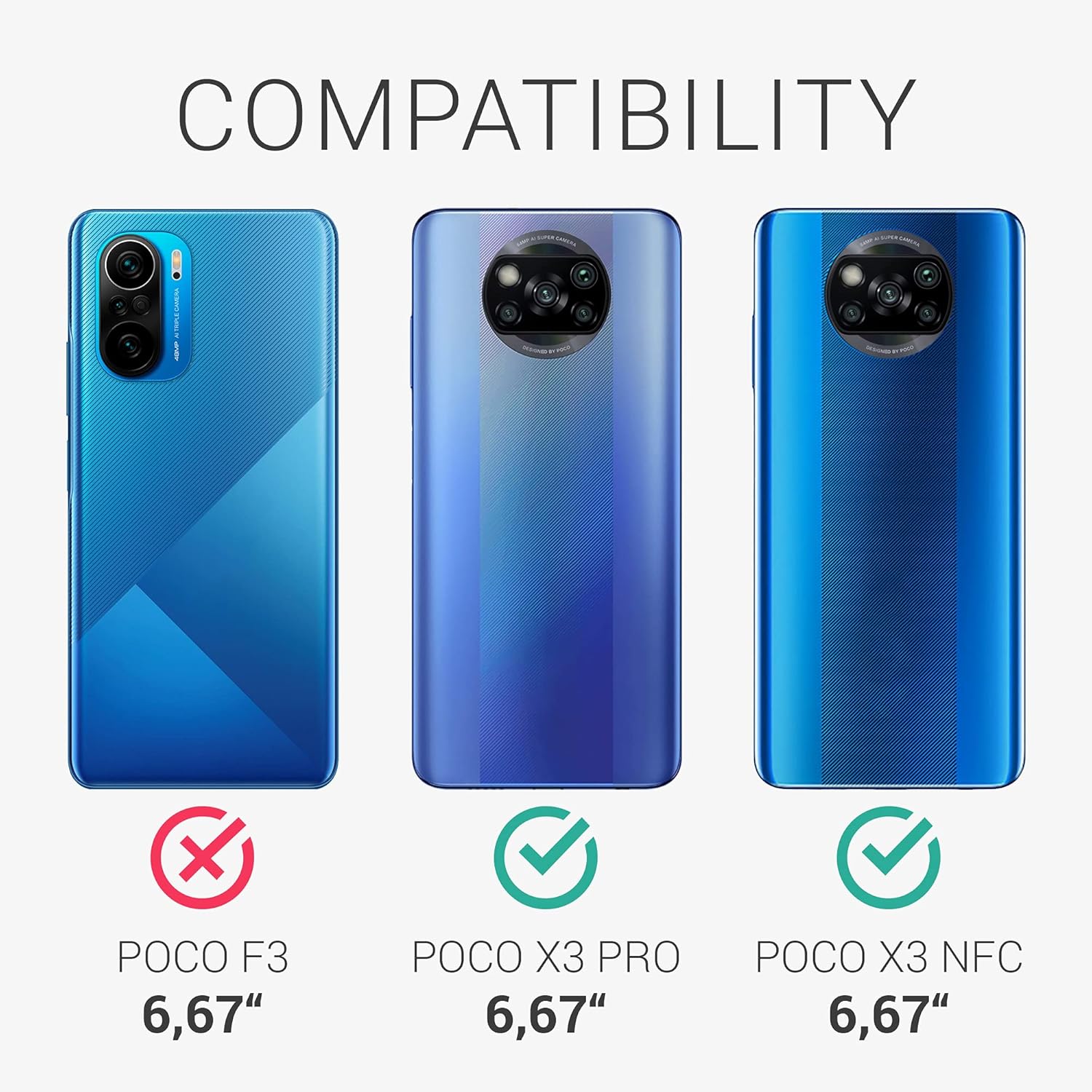 kwmobile Funda compatible con Xiaomi Poco X3 NFCPoco X3 Pro – Funda de TPU con tarjetero de crédito – Negro mate