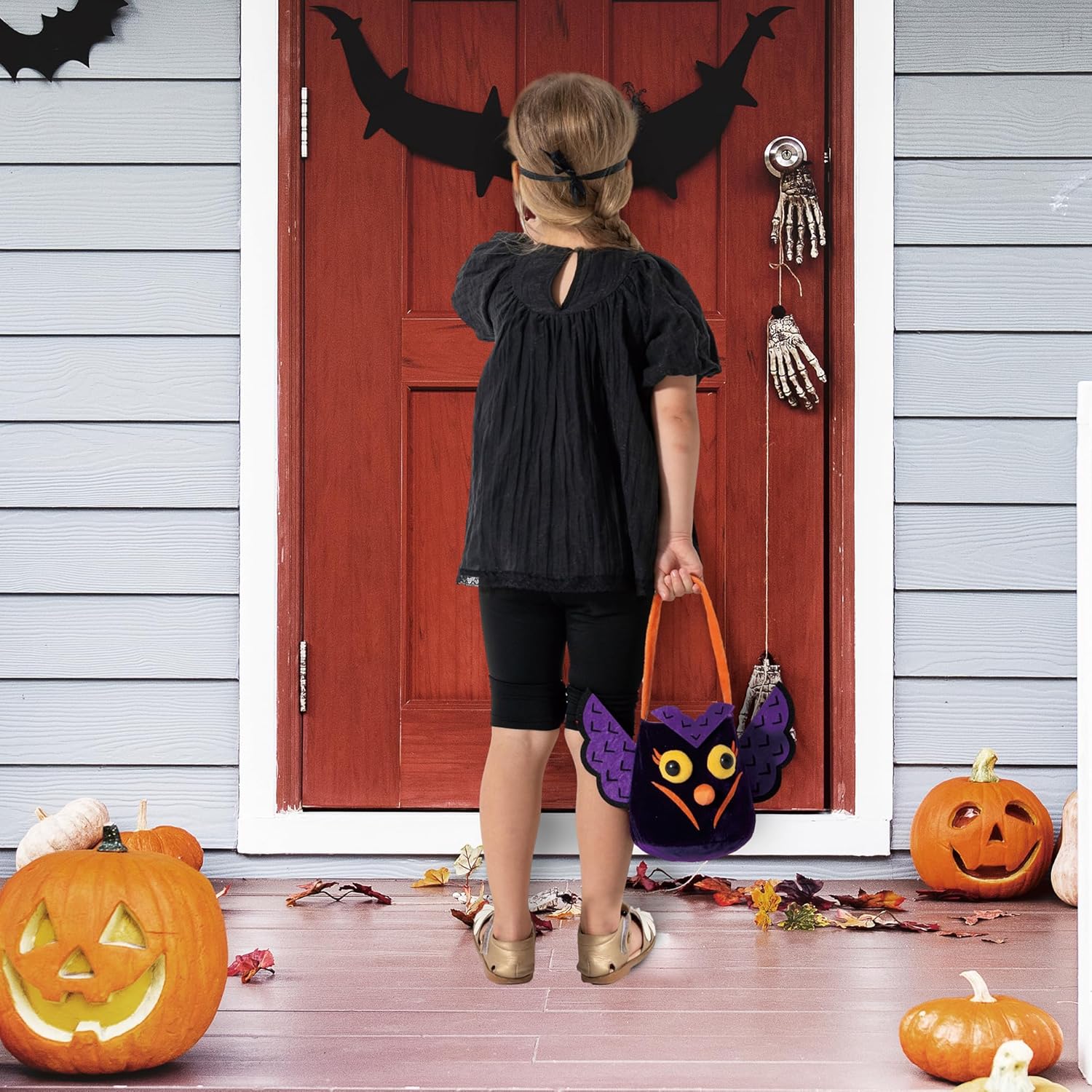 Bolsas de dulces de Halloween, bolsas de truco o trato, 3 cestas de Halloween para niños y niños pequeños, cubo de dulce o truco de Halloween, cesta