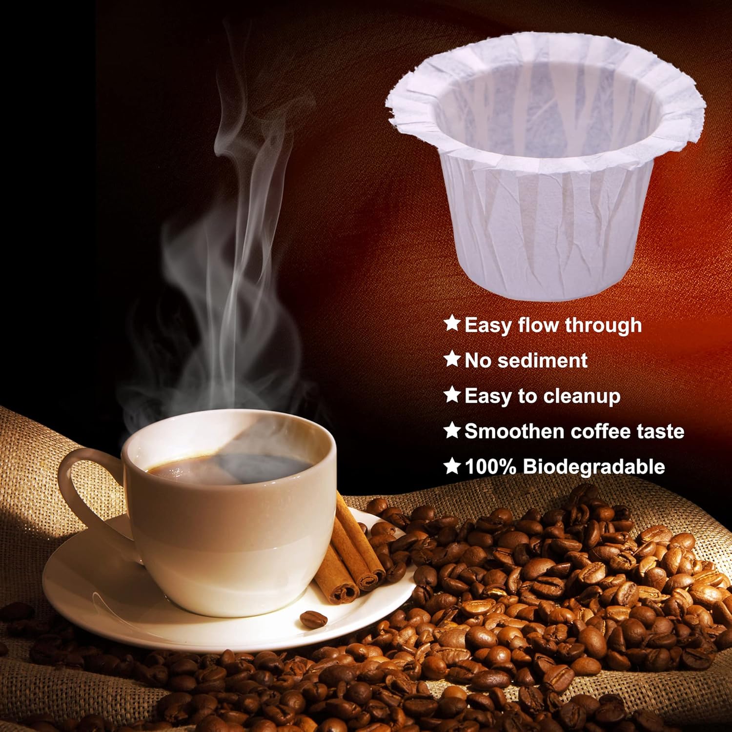 Filtros de café de papel desechables de 200 unidades, filtro de café compatible con cafeteras Keurig de una sola porción 1.0 y 2.0, se adapta a