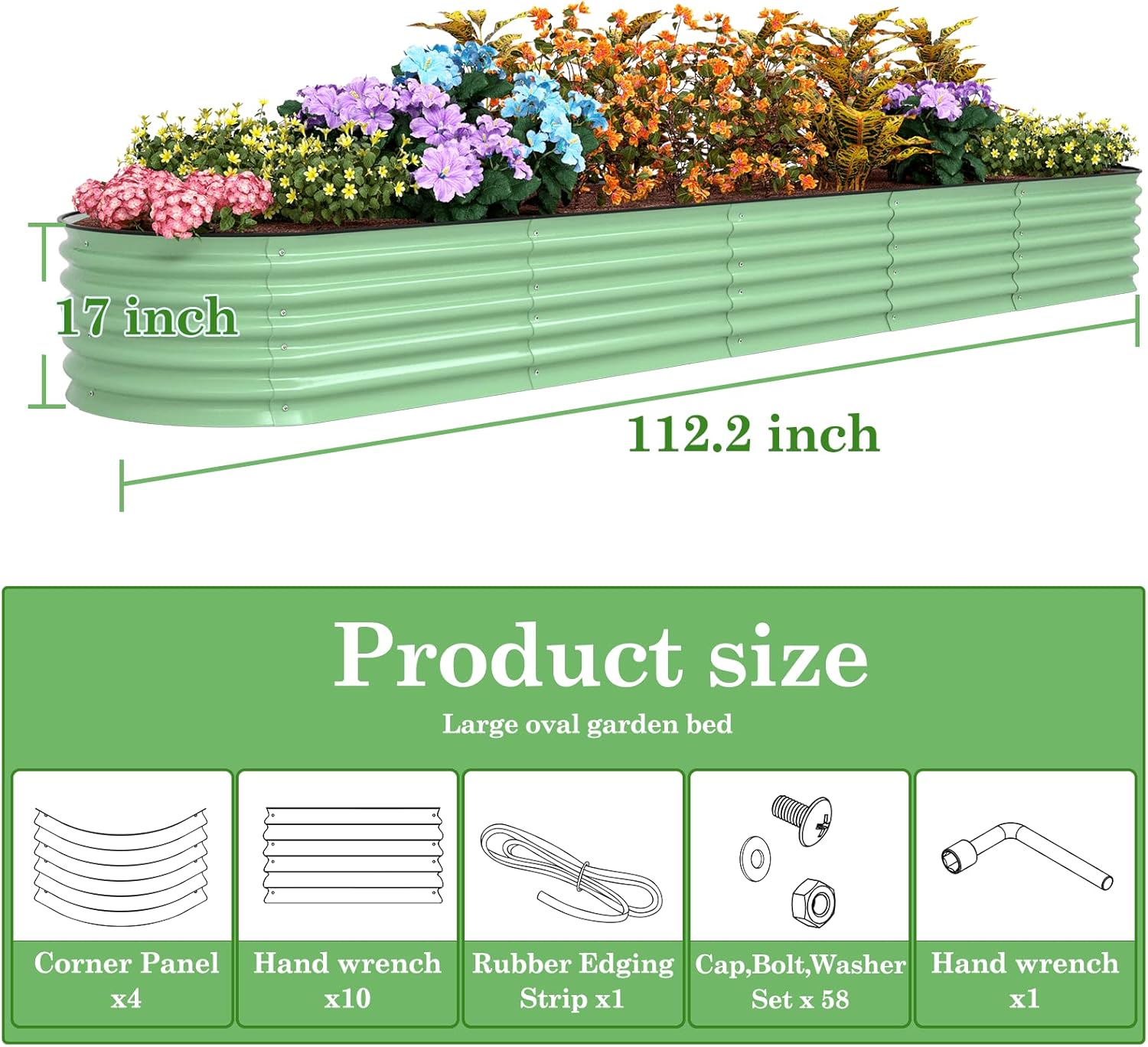 Shikha Kit de cama de jardín elevada galvanizada para jardinería, caja de jardín, kit de cama elevada al aire libre para verduras, flores, hierbas,