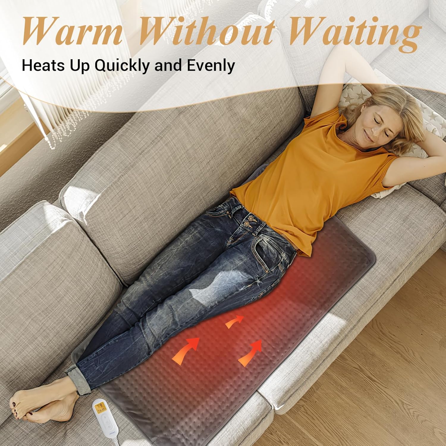 ATASA Almohadilla térmica para aliviar el dolor de espalda, almohadillas térmicas eléctricas extragrandes de 17 x 33 pulgadas con 9 niveles de