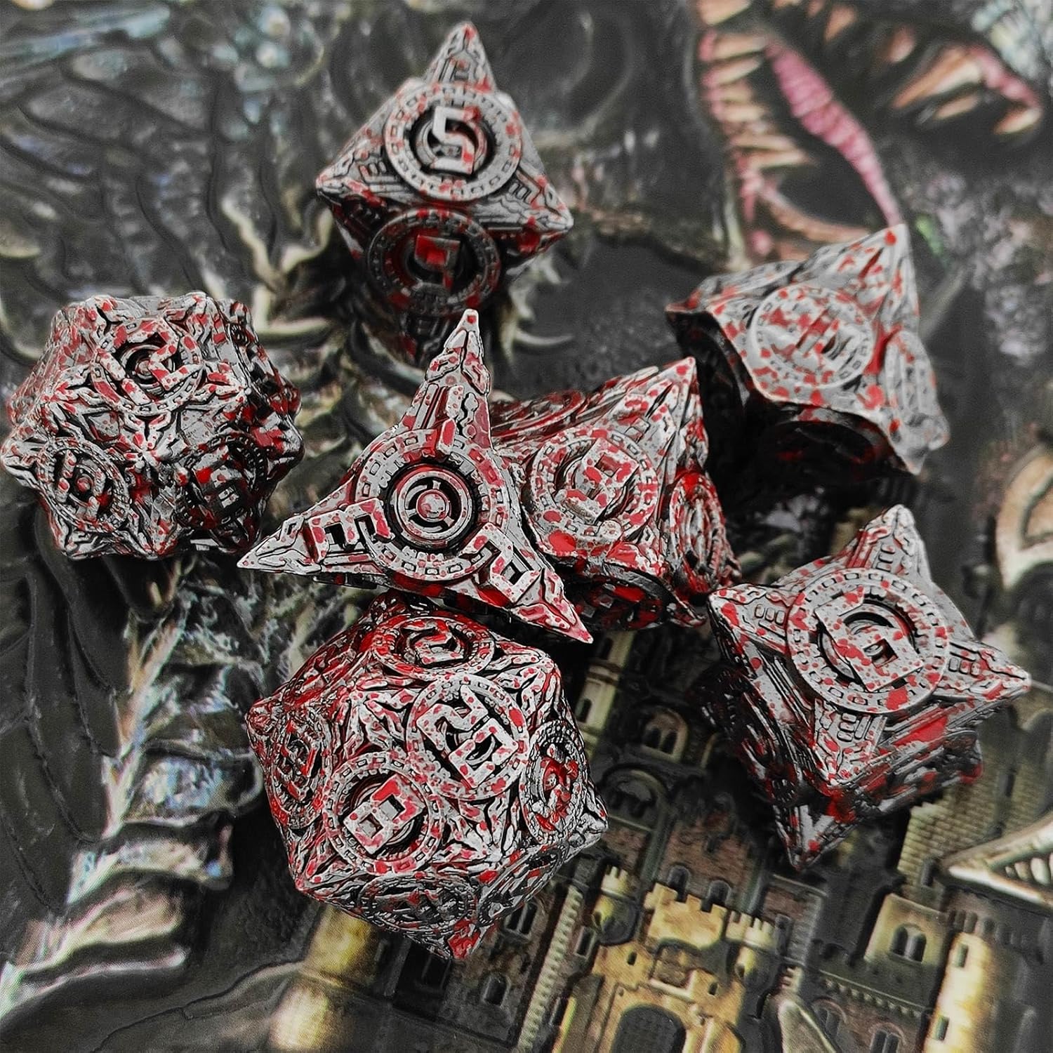 AHDKEJG D&D – Juego de dados de metal DND Dungeons and Dragons D20, juego de rol poliédrico, bolsa de dados gigantes, regalos D y D, RPG, MTG,