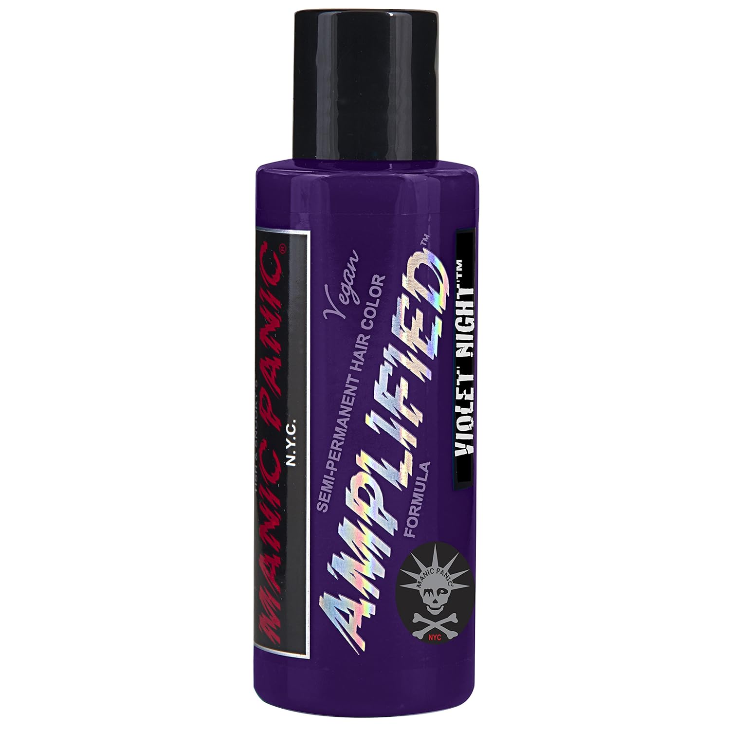 MANIC PANIC Violet Night – Tinte para el cabello semipermanente, amplificado, color morado oscuro frío, para cabello oscuro y claro, vegano, sin PPD