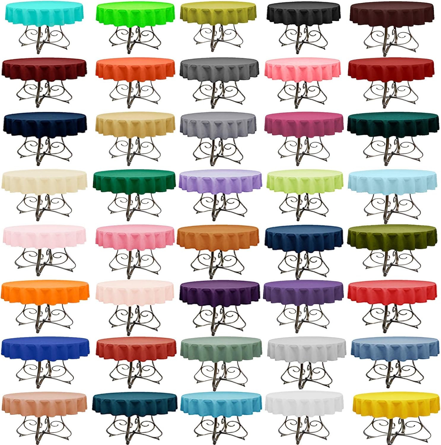 KS Linens Mantel redondo de poliéster de 58 pulgadas, disponible en más de 40 colores de tendencia. Perfecto para restaurantes y bodas. Elige entre
