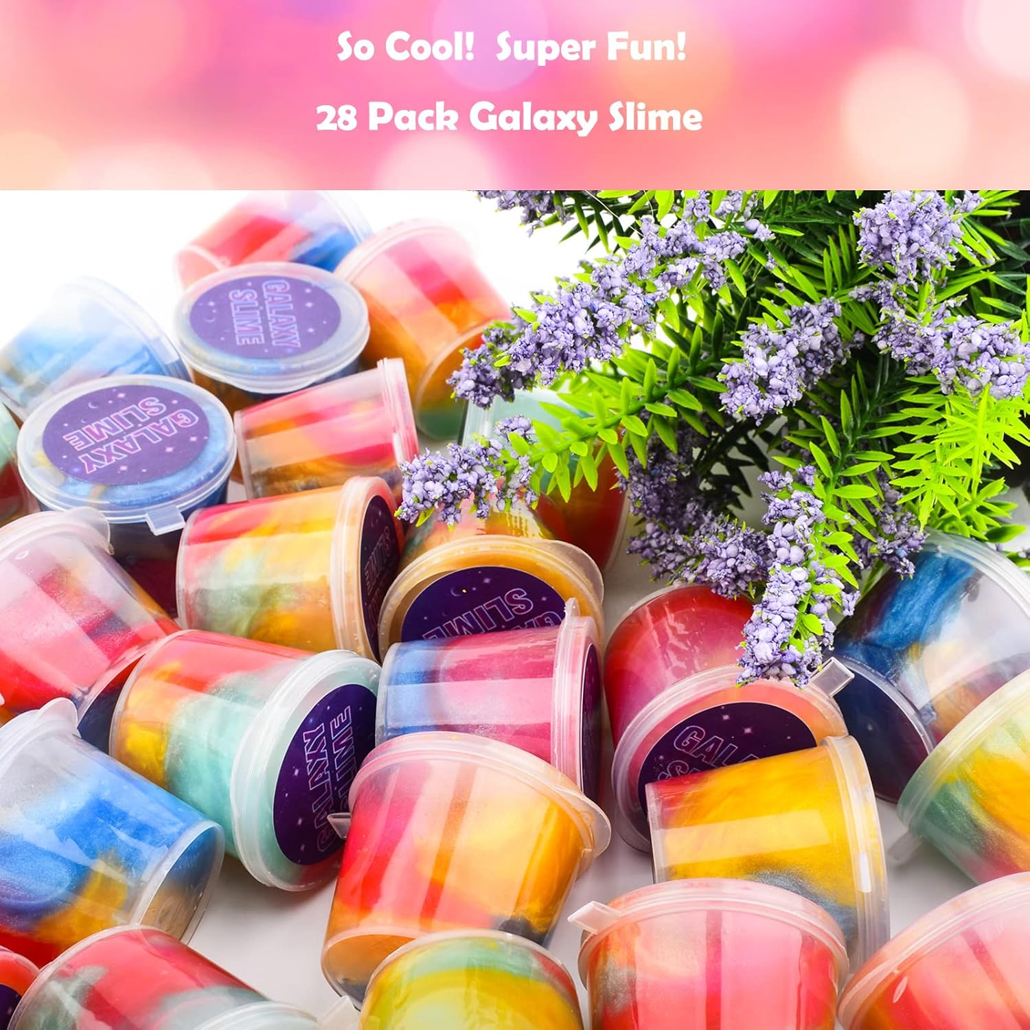 D’ALBA Kit de slime de galaxia, paquete de 28 unidades a granel, recuerdo de fiesta para niños, antiadherente, alivio del estrés, juguete de masilla