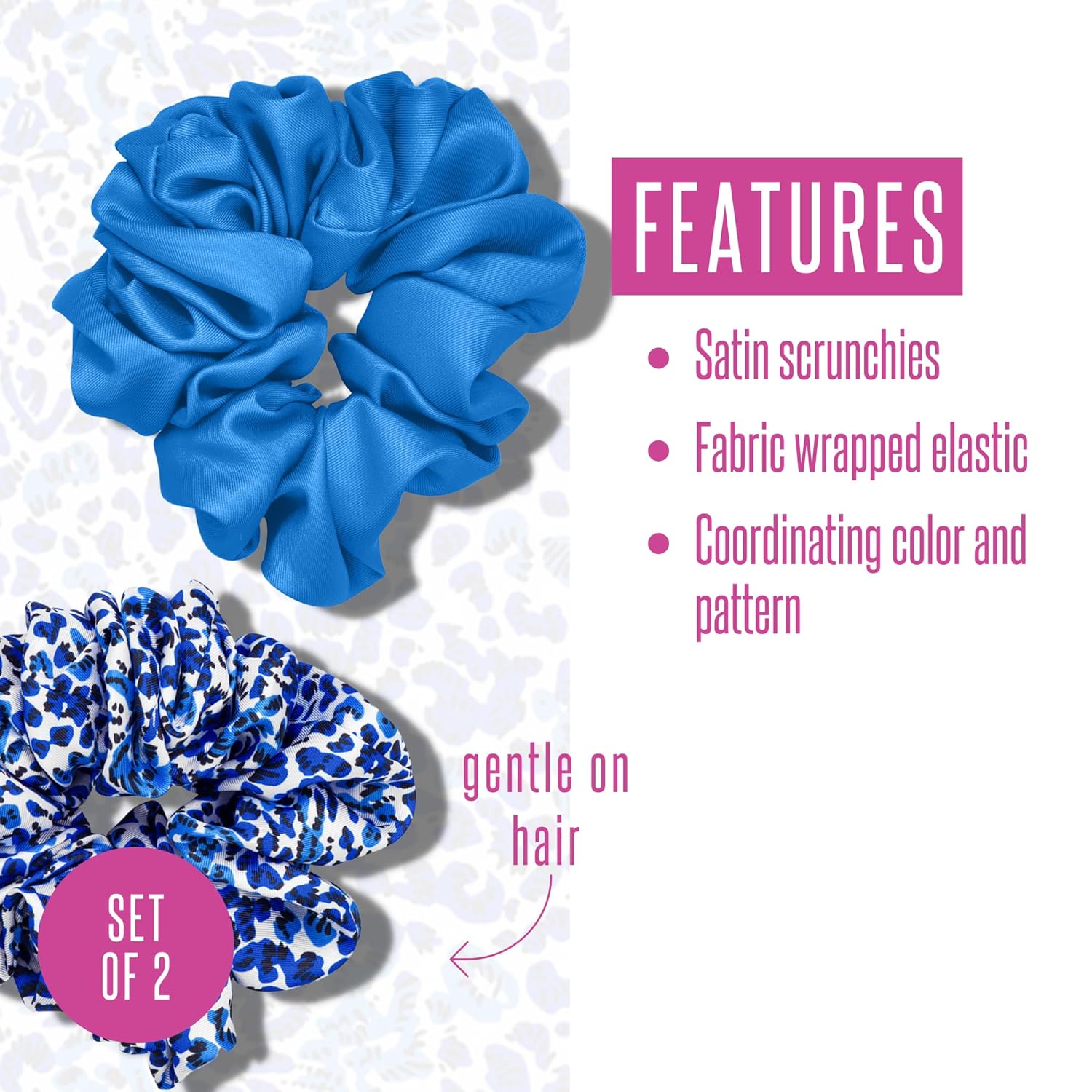 Lilly Pulitzer Juego de 2 coleteros grandes, paquete de 2 bandas elásticas de satén, lindas cintas para el cabello para mujeres y niñas,