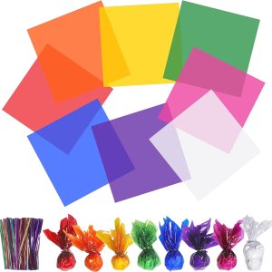 joaoxoko Envoltura de celofán, hojas de celofán de colores de 14 x 14 pulgadas para manualidades, regalos, envoltura de dulces, decoración de joaoxoko Envoltura de celofán, hojas de celofán de colores de 14 x 14 pulgadas para manualidades, regalos, envoltura de dulces, decoración de