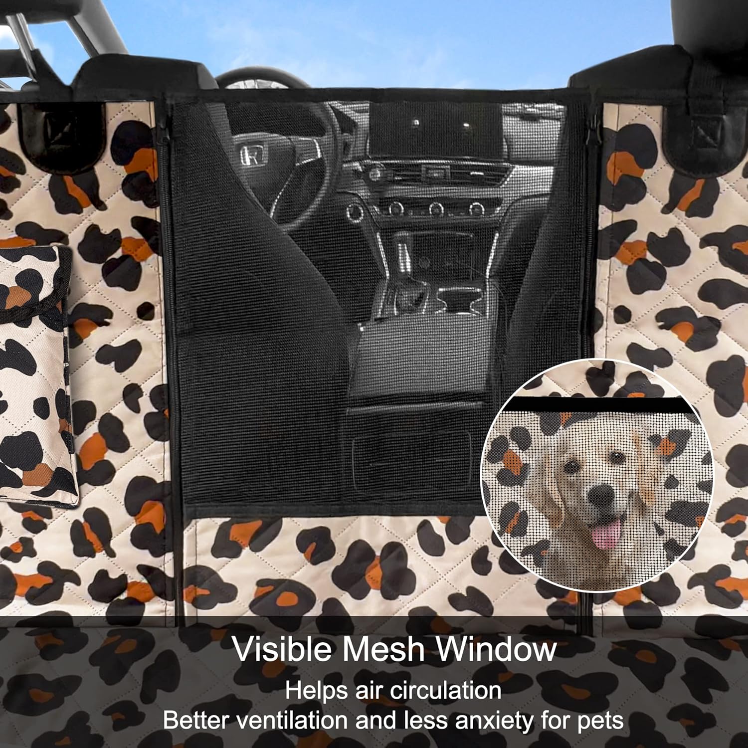 Femuar Funda de asiento de coche para perro, impermeable, antideslizante, para asiento trasero con bolsillos de almacenamiento, ventana visual de