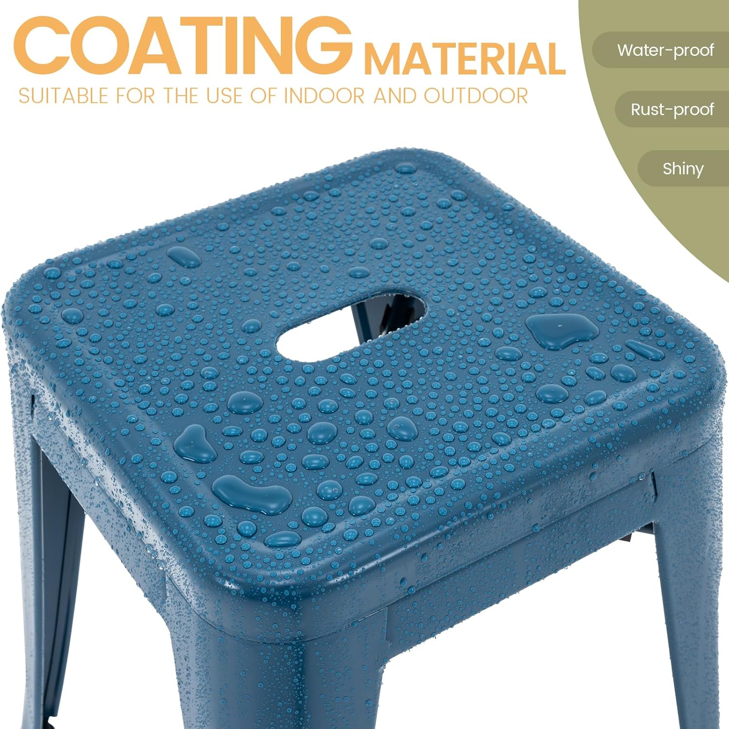 Brage Living Juego de 4 taburetes industriales de metal de 18 pulgadas, taburetes apilables para aula, sillas de comedor de metal sin espalda para
