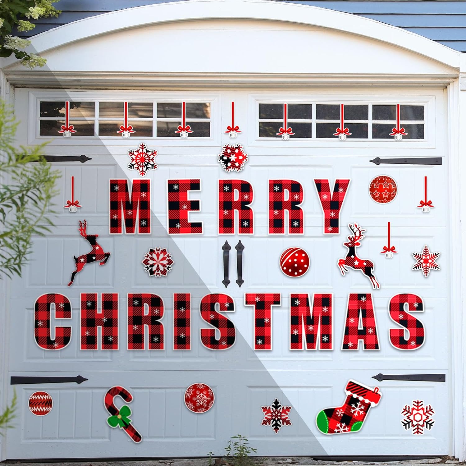 Imanes de Navidad para puerta de garaje, 38 piezas, decoración magnética grande de Feliz Navidad, murales magnéticos reflectantes para automóvil,