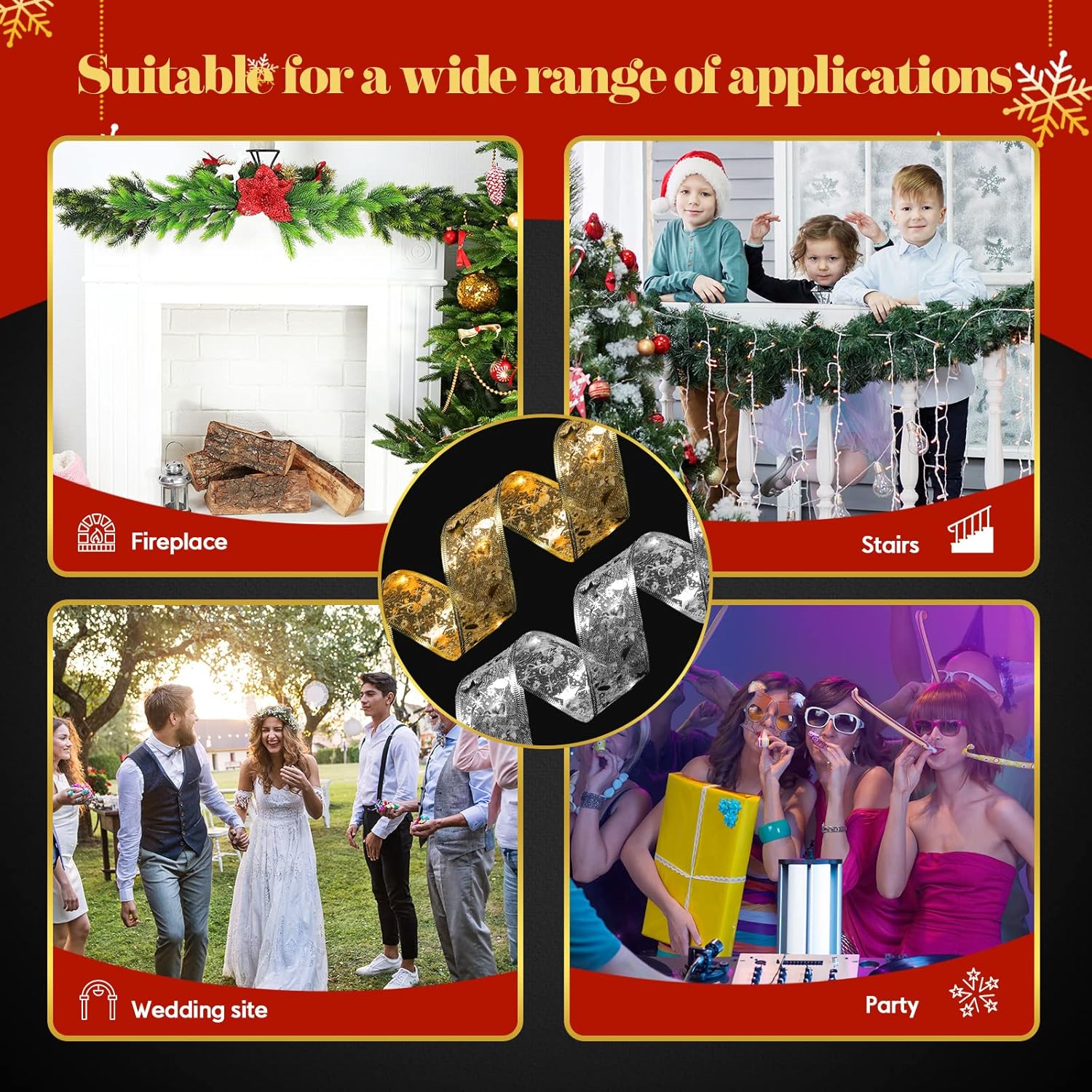 4 luces de cinta de Navidad de 78.7 pies, 240 luces LED, cinta de árbol de Navidad, guirnalda de luces que funcionan con pilas, funciona con pilas,