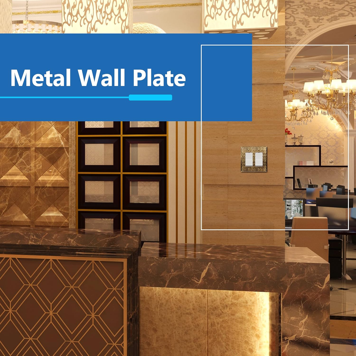 LIDER Placa decorativa de pared de metal para interruptor o receptáculo, cubierta de salida de acero inoxidable, resistente a la corrosión, tamaño