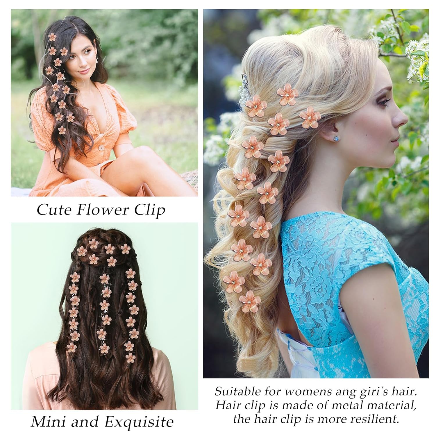 10 pinzas pequeñas para el cabello para niñas, mini pinzas de flores para el cabello, pinzas para el cabello para niños, adolescentes, clip lateral