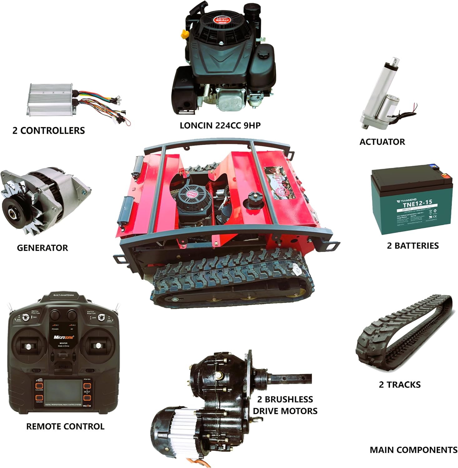 DareDevil Mower Cortacésped con control remoto  Subida de pendiente de 50 grados  Corte de 22 pulgadas  Tanque de gas de 6 L  Fuente de alimentación