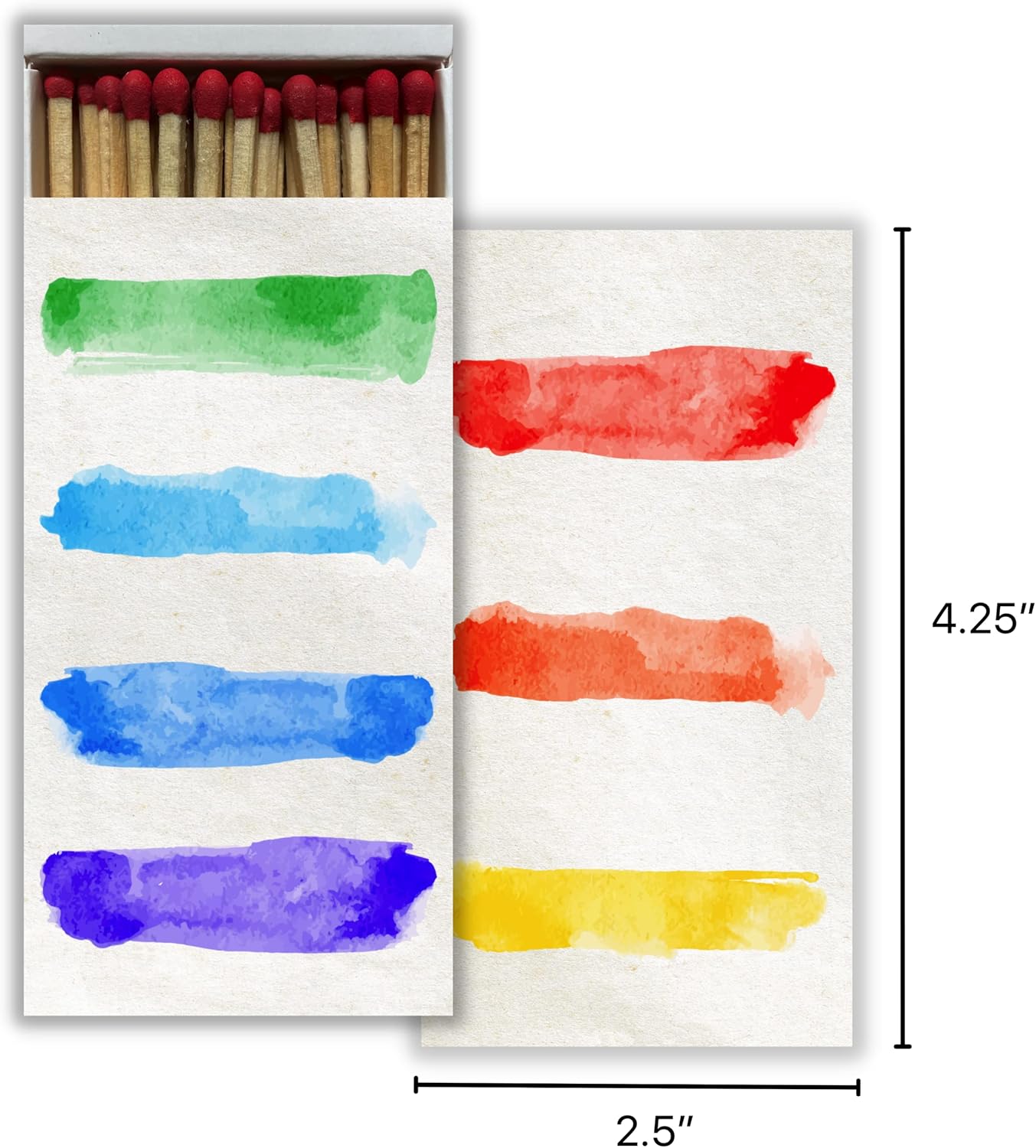 Caja de cerillas decorativa de acuarela con cerillas de madera, ideal para iluminar velas, chimeneas, parrillas y más  Una caja