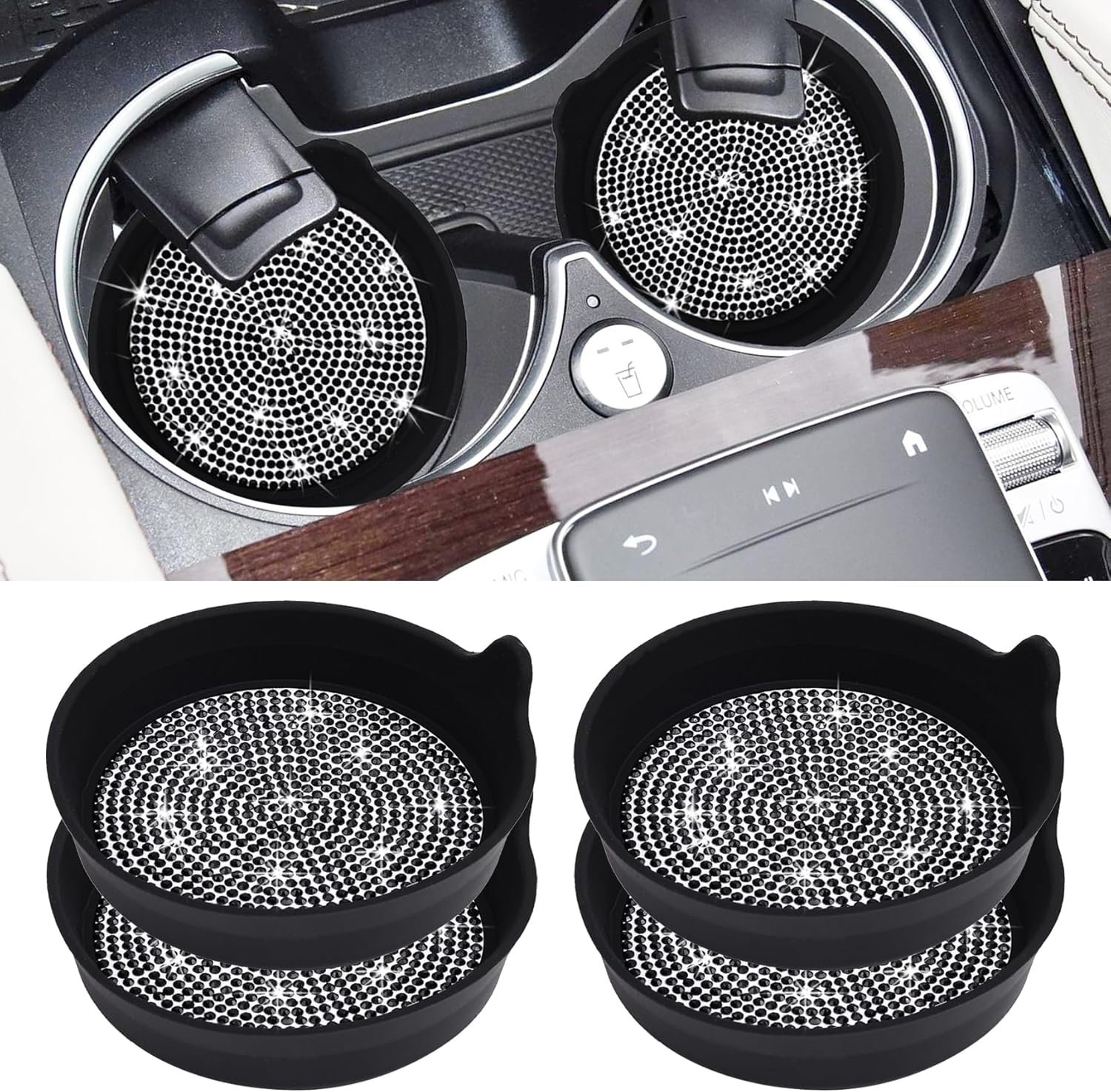 Amooca Portavasos para automóvil, antideslizante, universal, a prueba de tamices, antiderrames, accesorios para el interior del automóvil, paquete